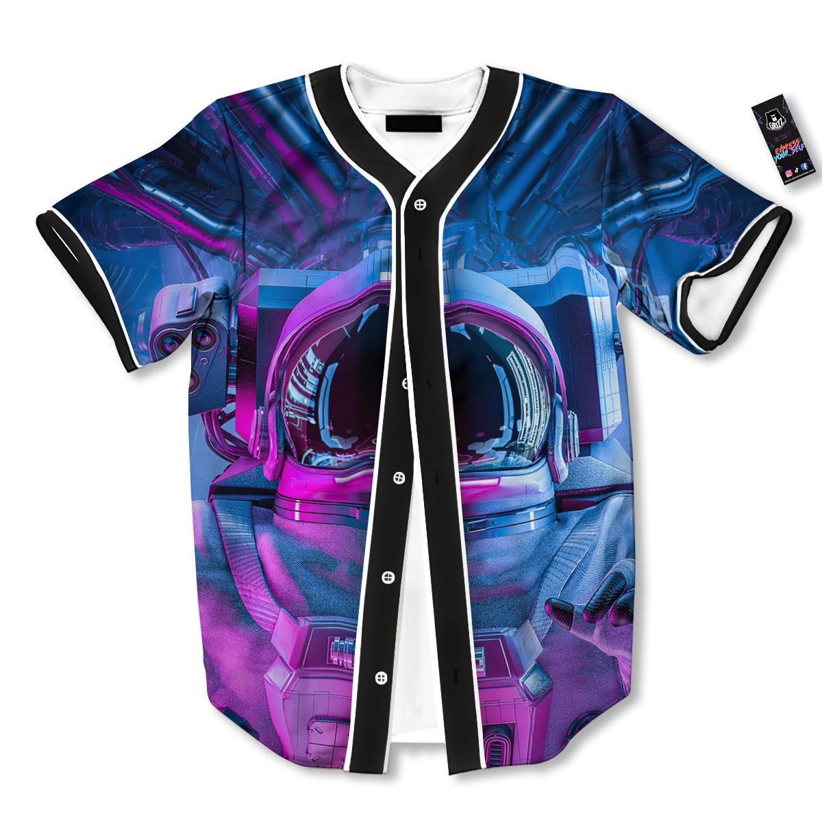 Astronaut Futuristic Print Baseball Jersey-grizzshop