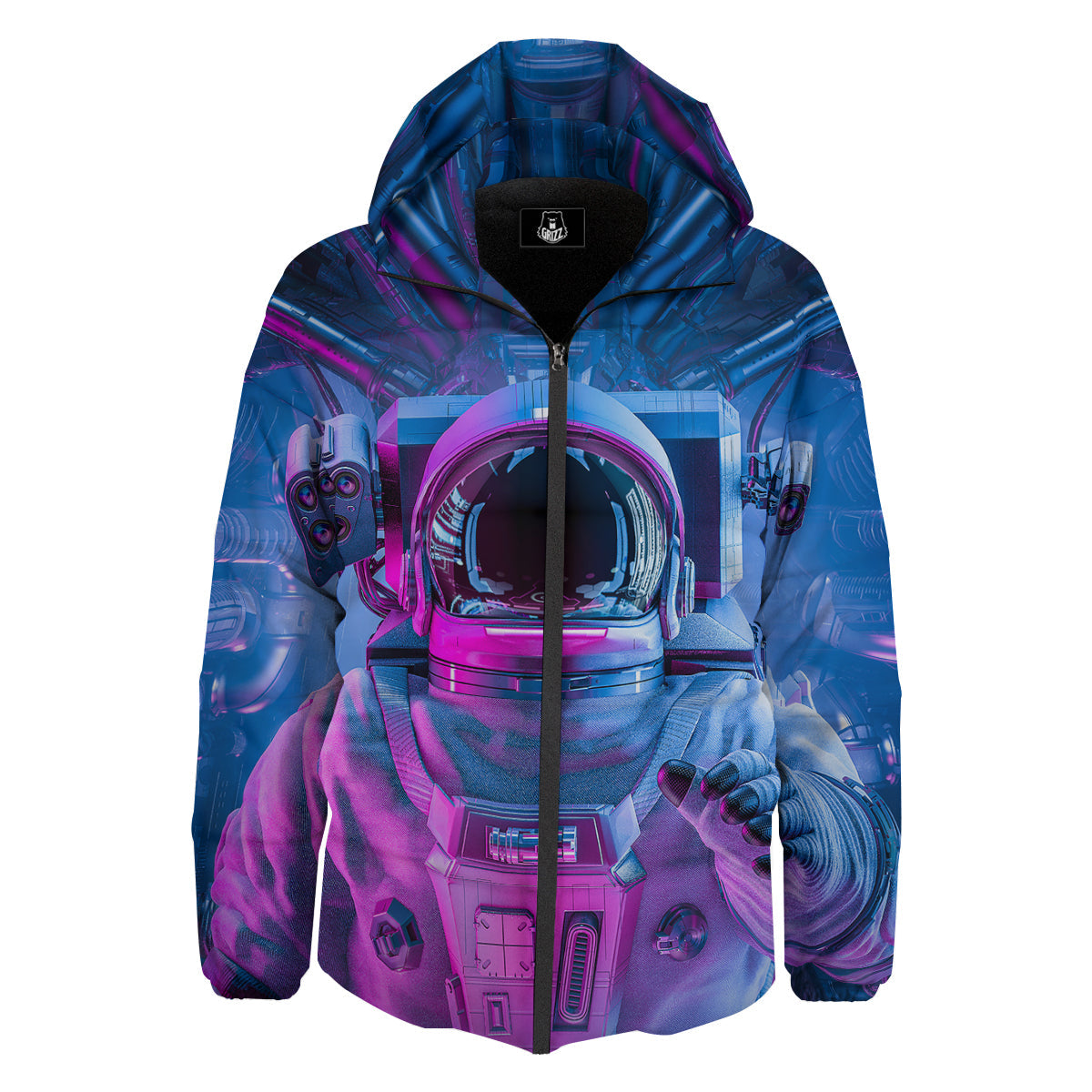 Astronaut Futuristic Print Down Jacket-grizzshop