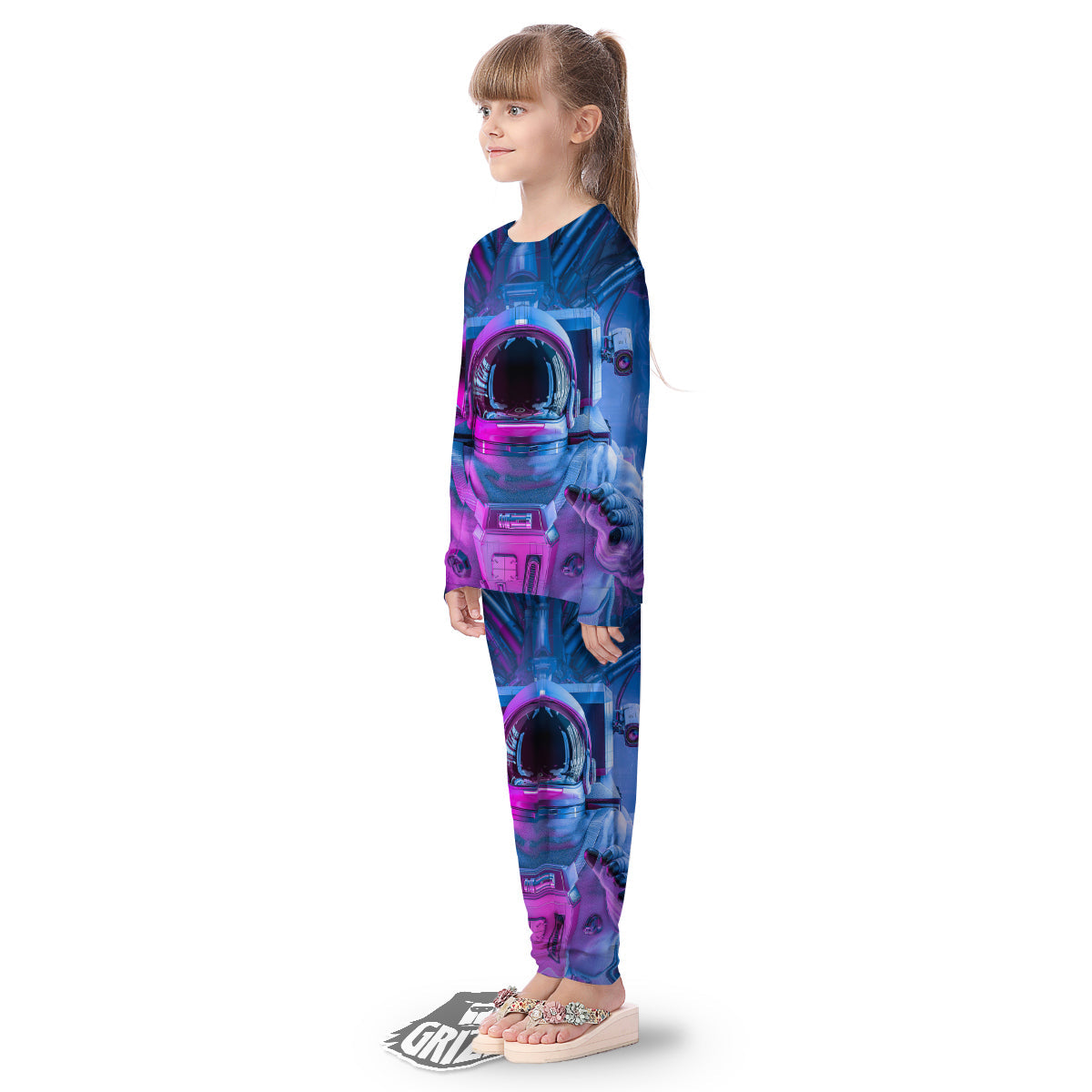 Astronaut Futuristic Print Kid's Pajamas-grizzshop