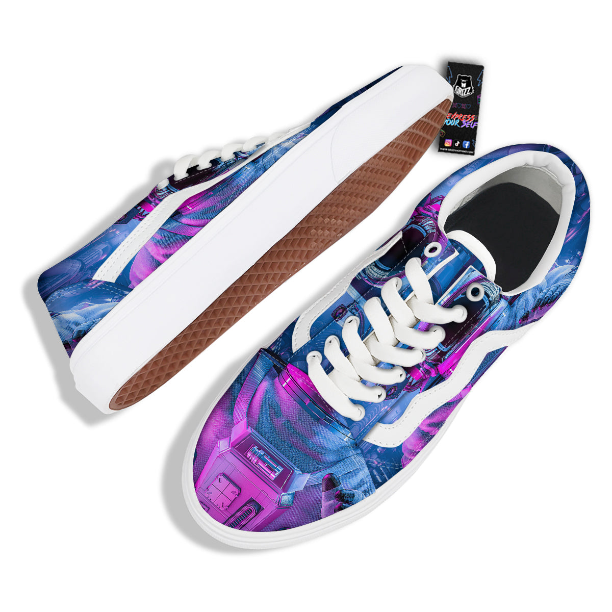 Astronaut Futuristic Print Skate Shoes-grizzshop