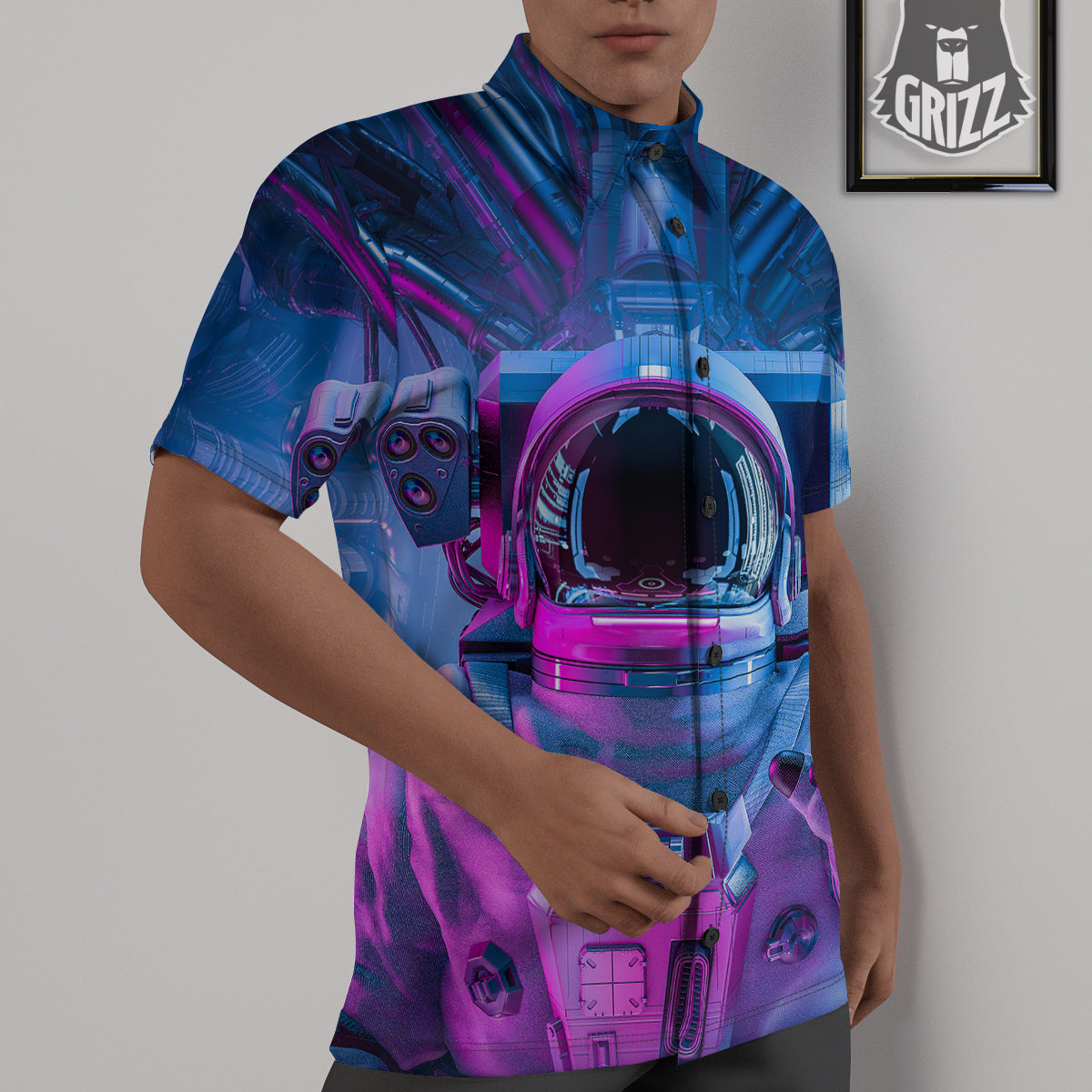 Astronaut Futuristic Print Untucked Shirts-grizzshop