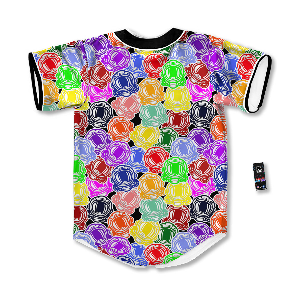 Astronaut Helmet Colorful Print Pattern Baseball Jersey-grizzshop