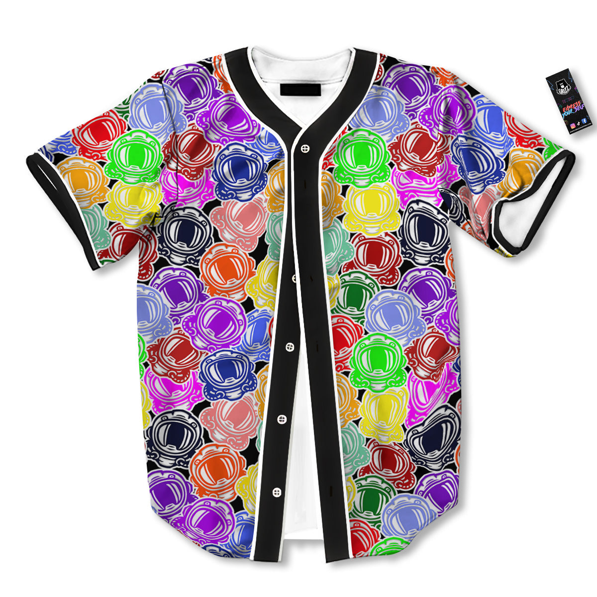 Astronaut Helmet Colorful Print Pattern Baseball Jersey-grizzshop