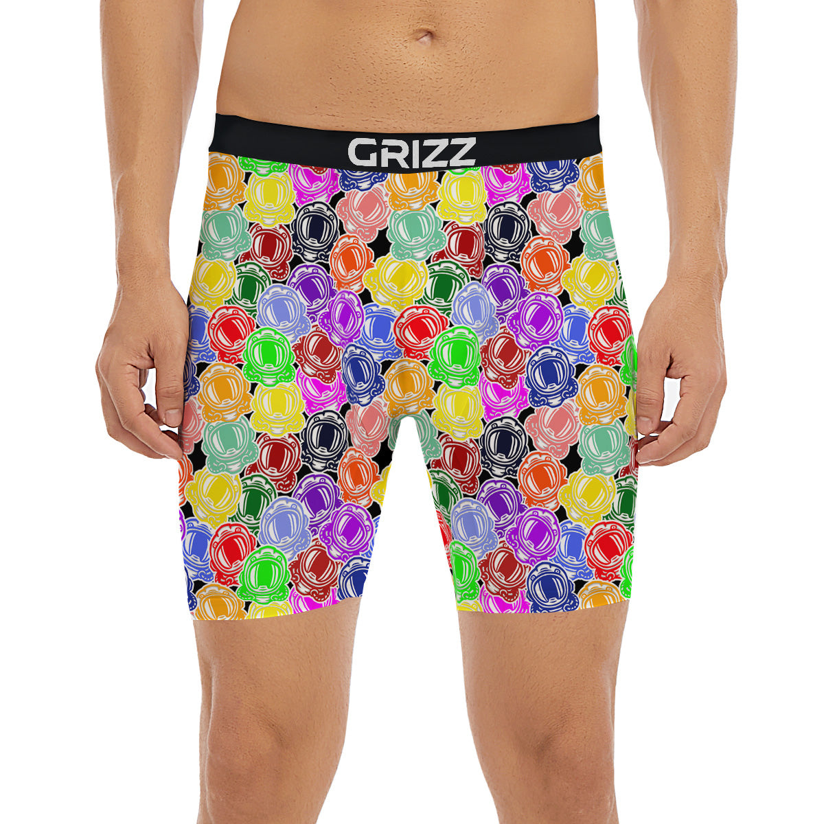 Astronaut Helmet Colorful Print Pattern Boxer Briefs-grizzshop