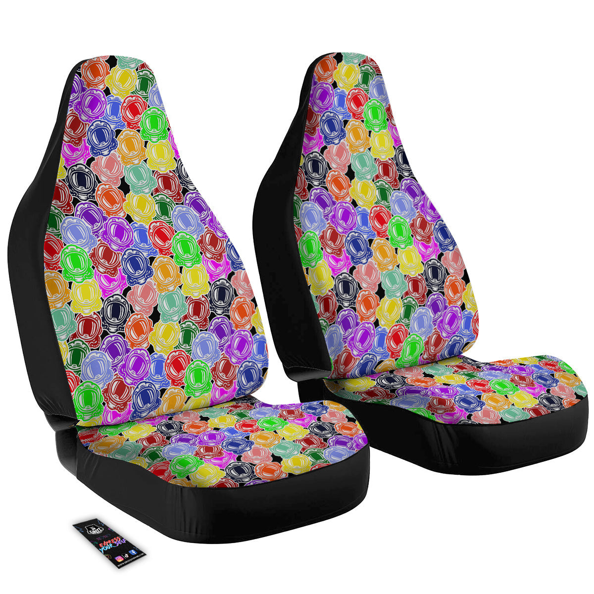 Astronaut Helmet Colorful Print Pattern Car Seat Covers-grizzshop