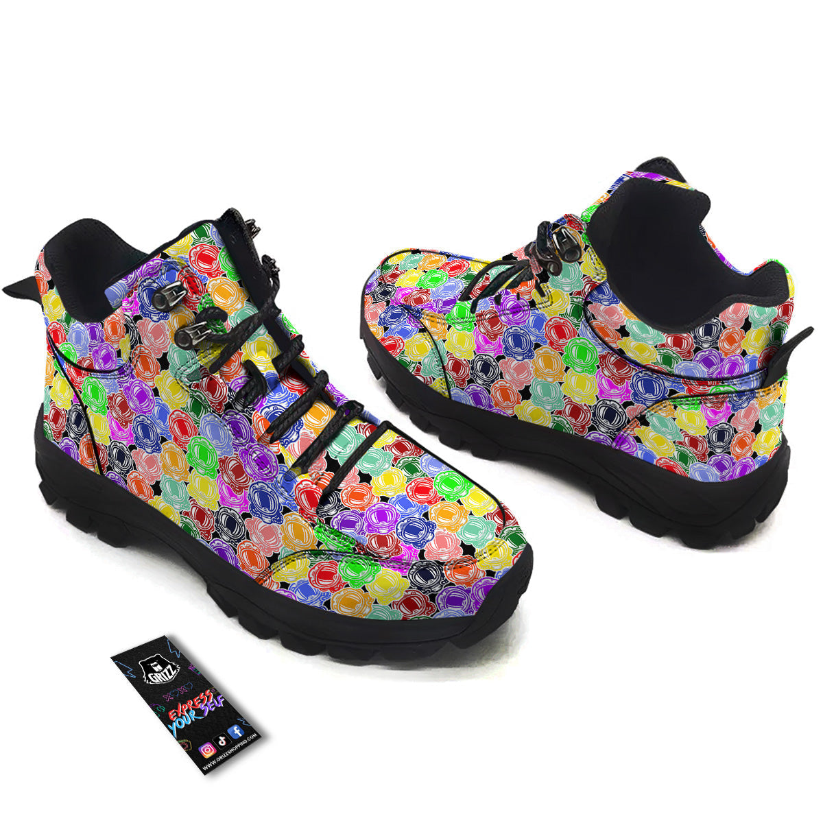 Astronaut Helmet Colorful Print Pattern Hiking Shoes-grizzshop