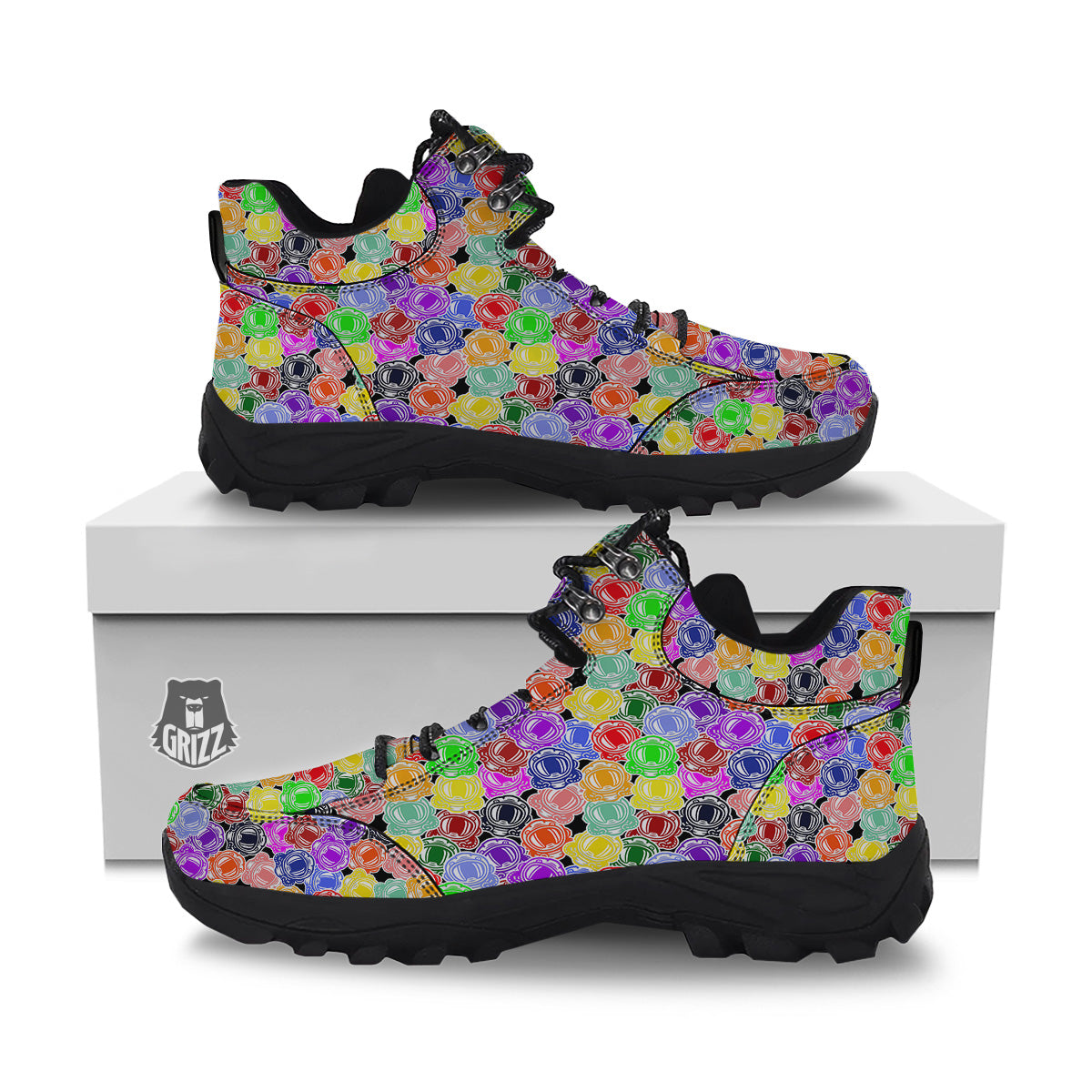 Astronaut Helmet Colorful Print Pattern Hiking Shoes-grizzshop
