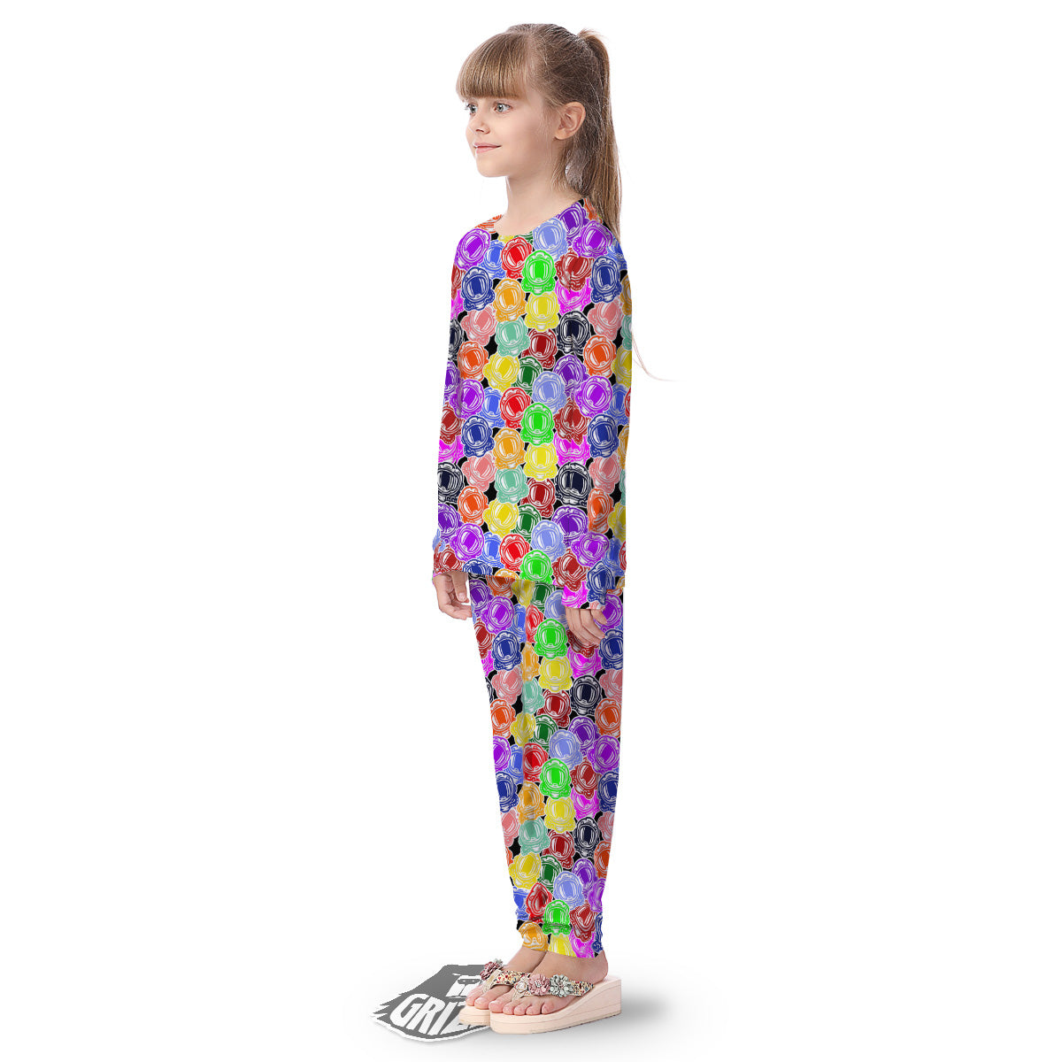 Astronaut Helmet Colorful Print Pattern Kid's Pajamas-grizzshop