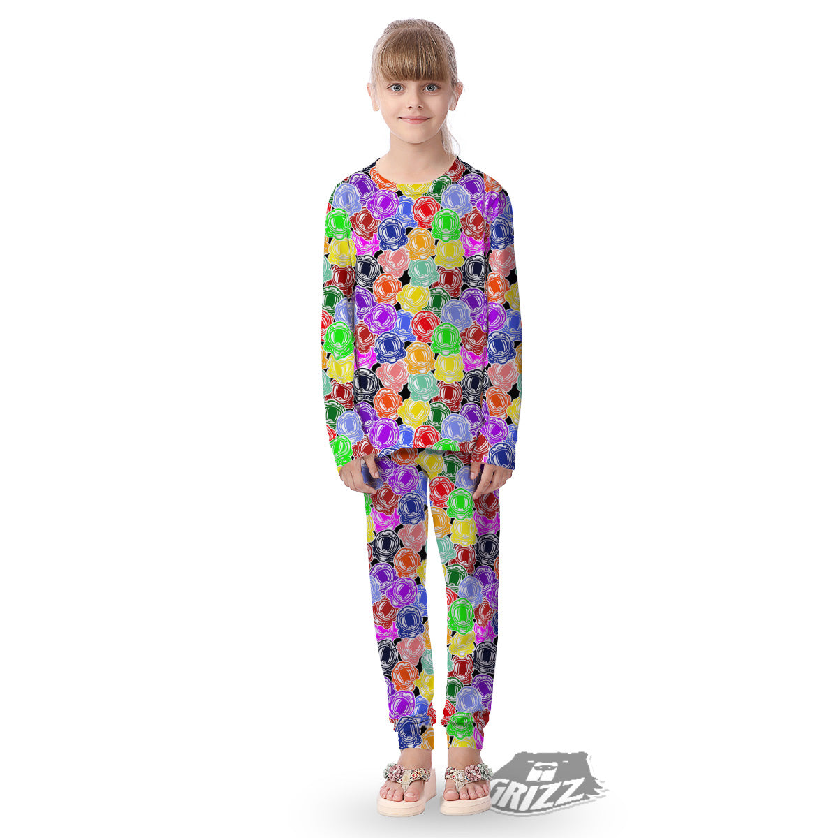 Astronaut Helmet Colorful Print Pattern Kid's Pajamas-grizzshop