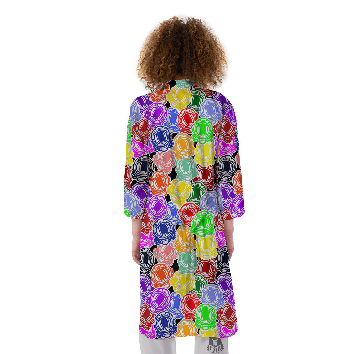 Astronaut Helmet Colorful Print Pattern Kimono-grizzshop