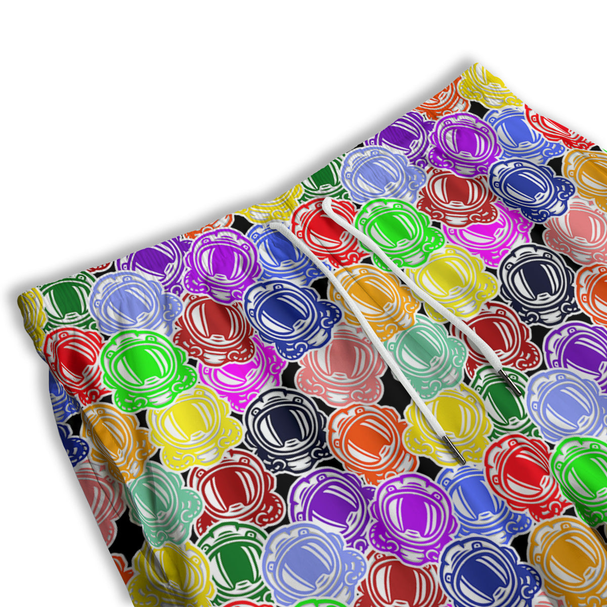 Astronaut Helmet Colorful Print Pattern Men's Athletic Shorts