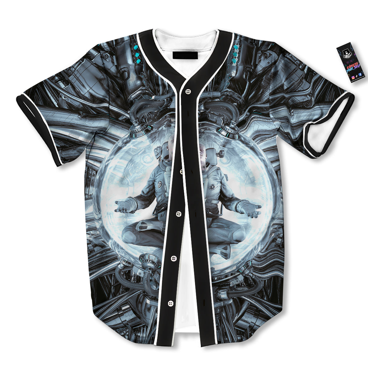 Astronaut In Machine Print Baseball Jersey-grizzshop