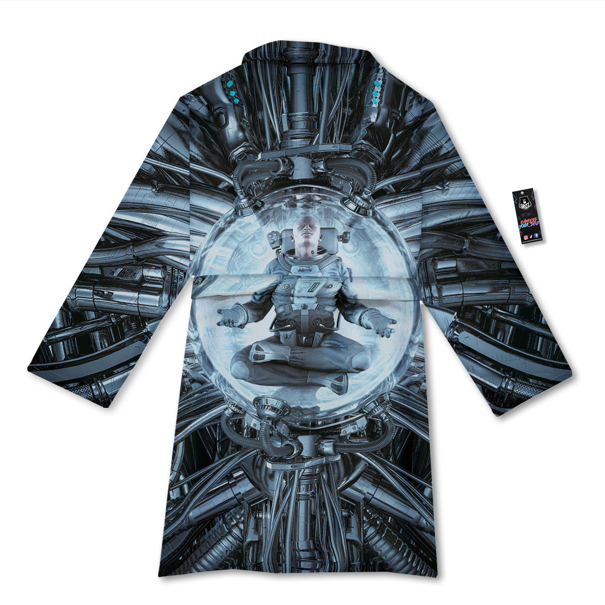 Astronaut In Machine Print Bathrobe-grizzshop