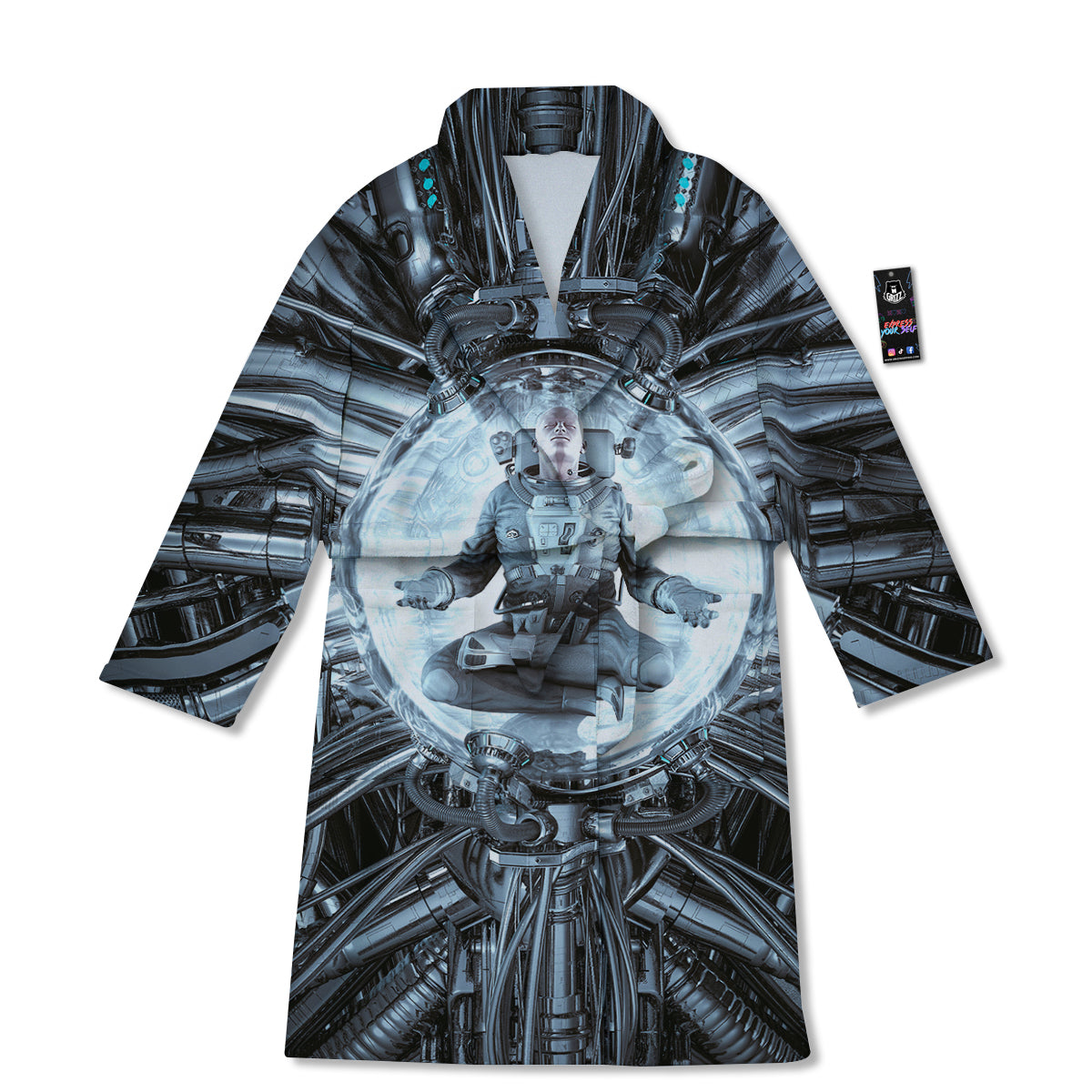 Astronaut In Machine Print Bathrobe-grizzshop