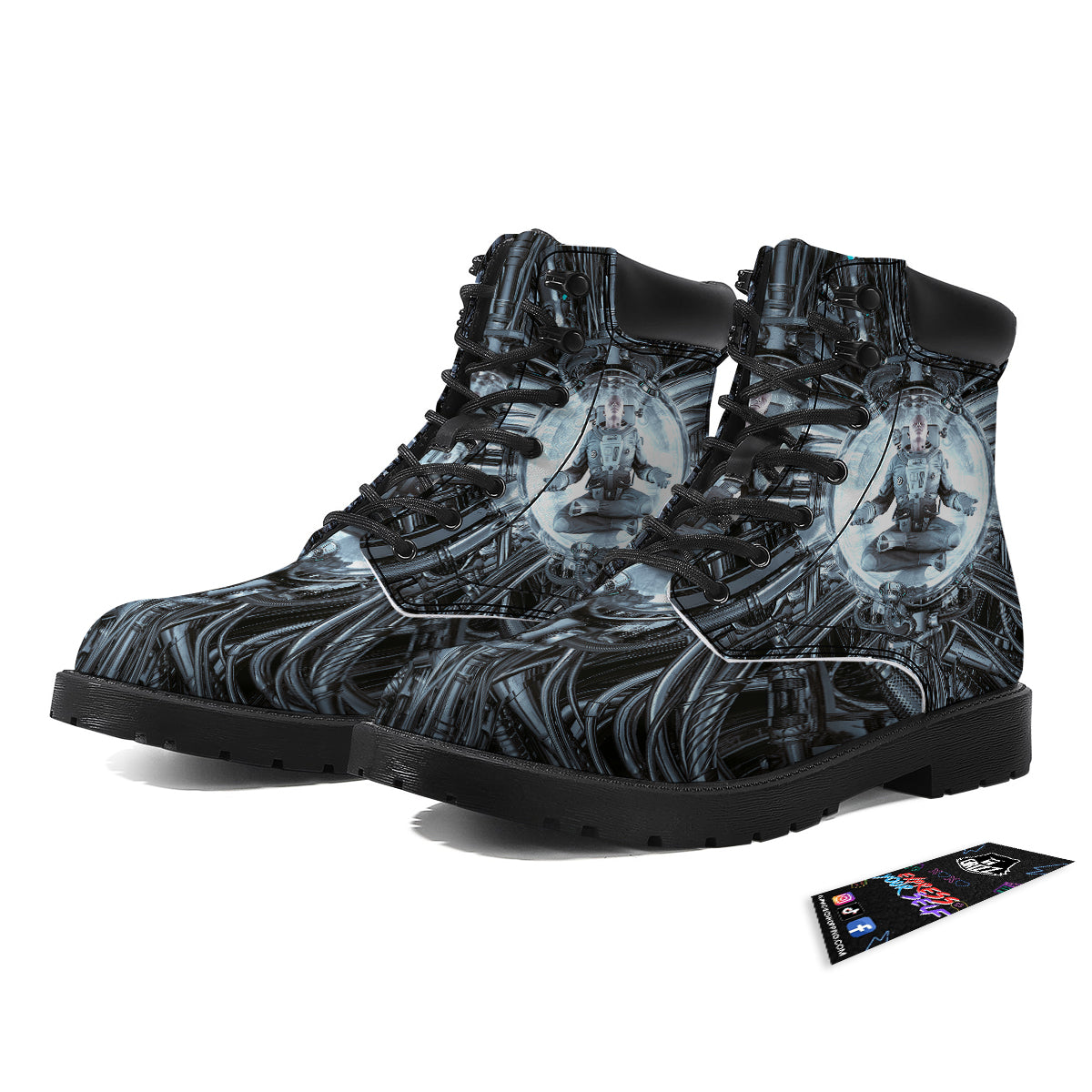 Astronaut In Machine Print Boots-grizzshop