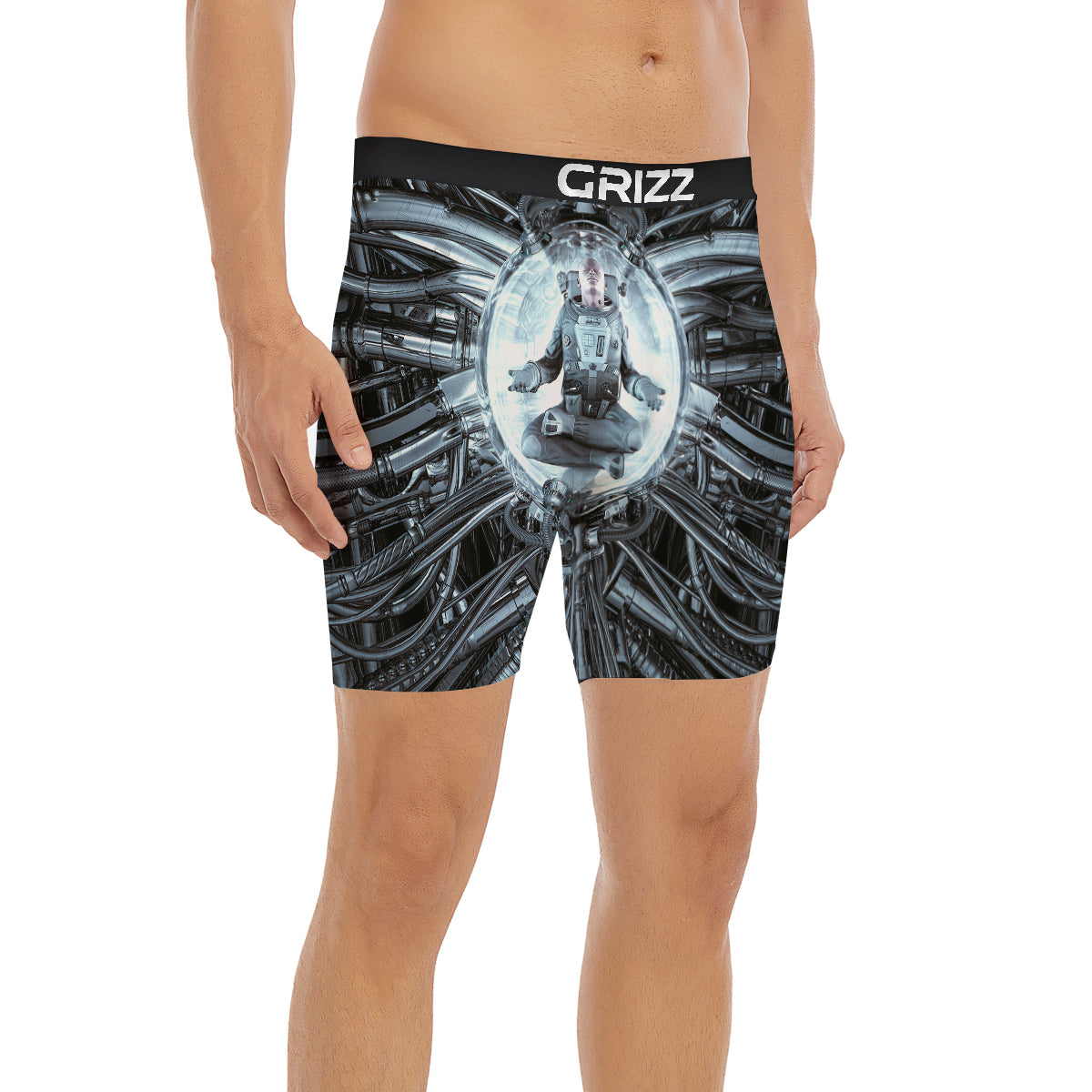 Astronaut In Machine Print Boxer Briefs-grizzshop