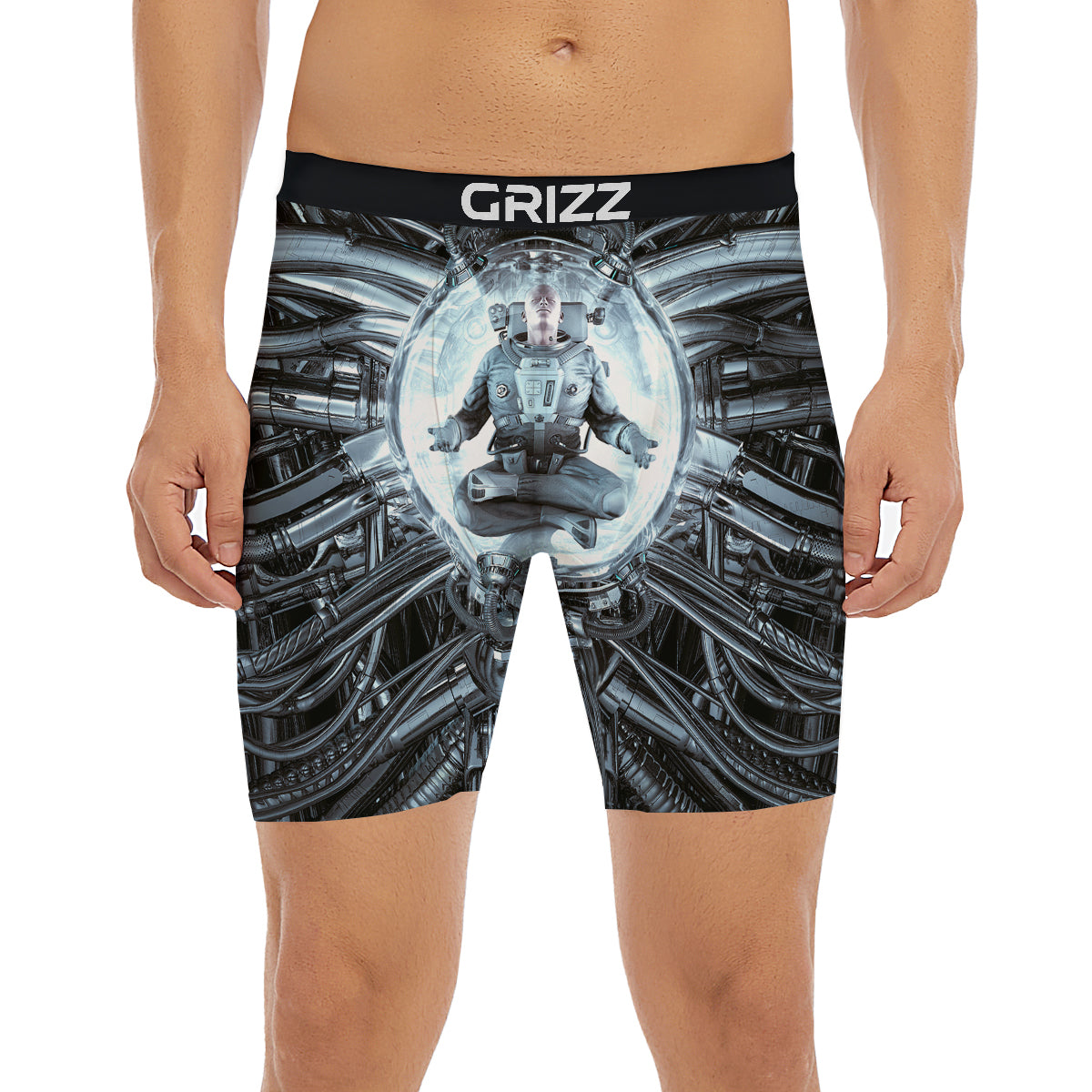 Astronaut In Machine Print Boxer Briefs-grizzshop