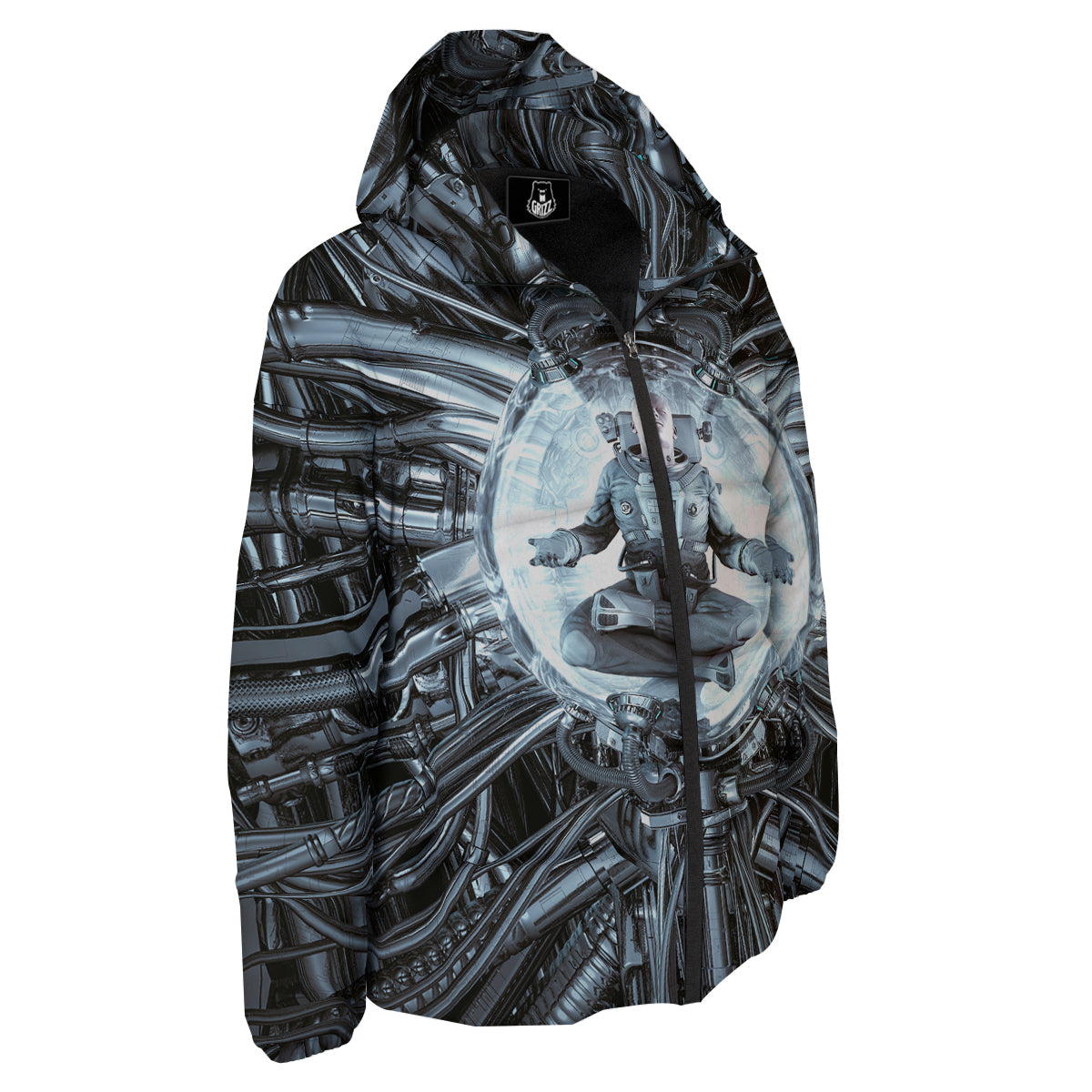 Astronaut In Machine Print Down Jacket-grizzshop