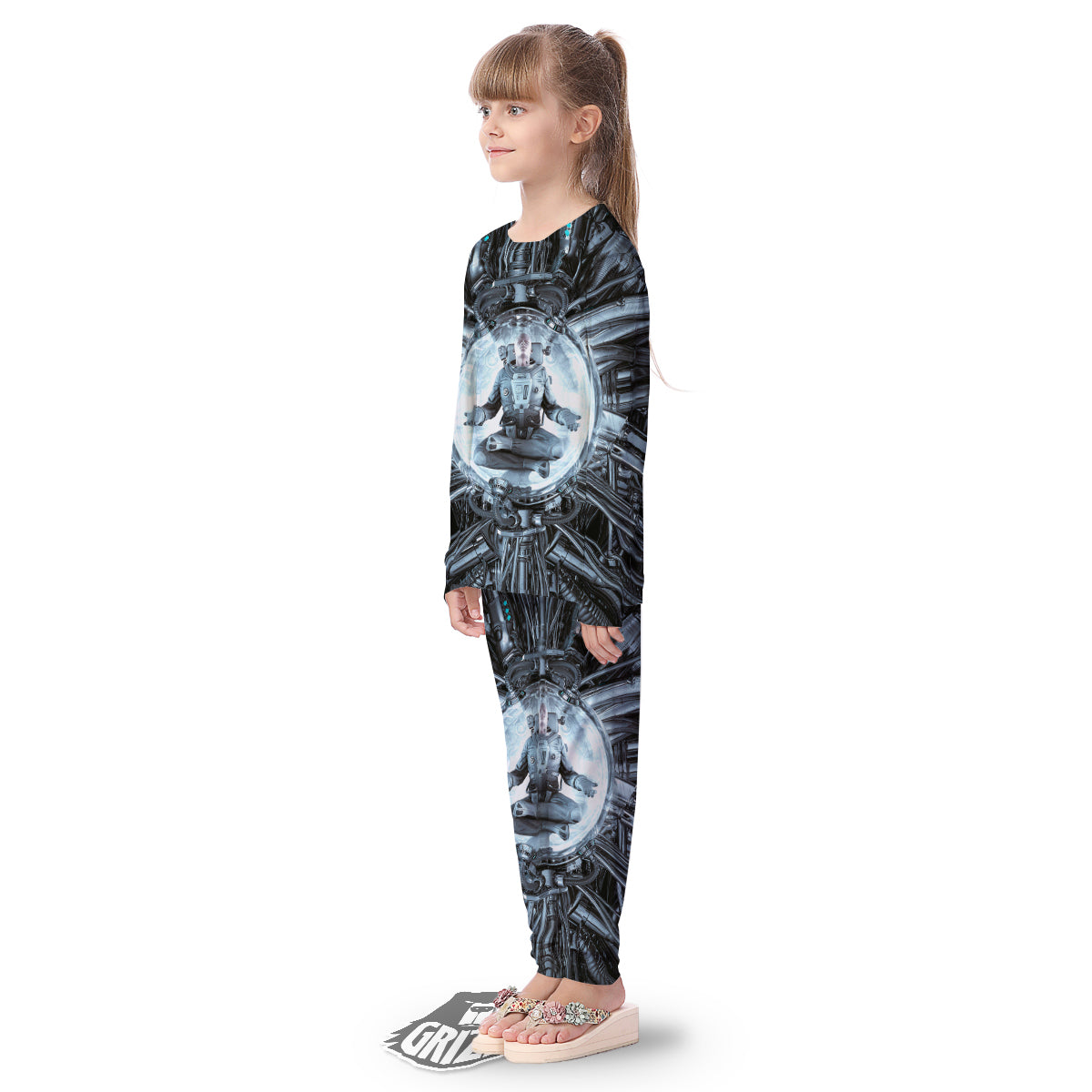 Astronaut In Machine Print Kid's Pajamas-grizzshop