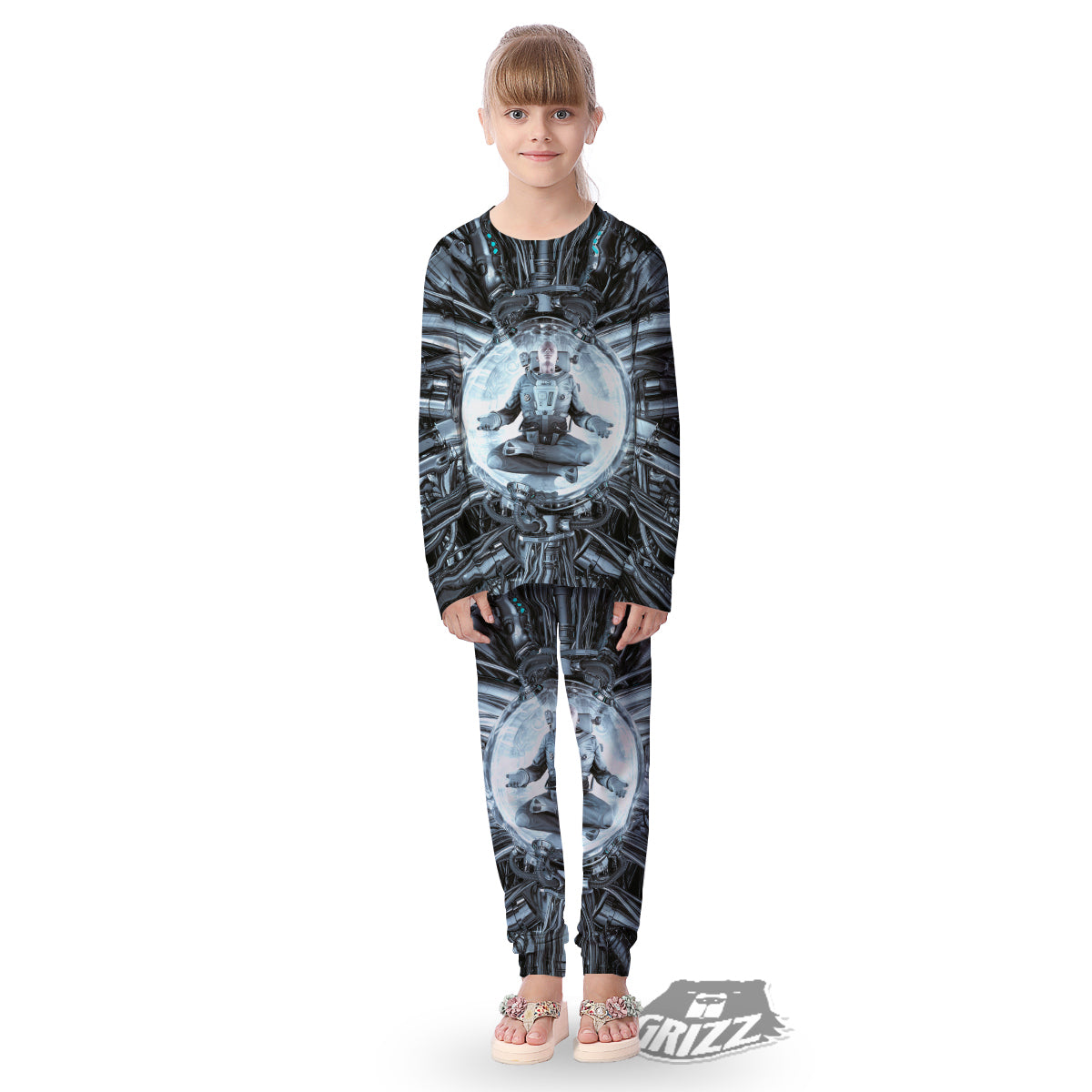 Astronaut In Machine Print Kid's Pajamas-grizzshop
