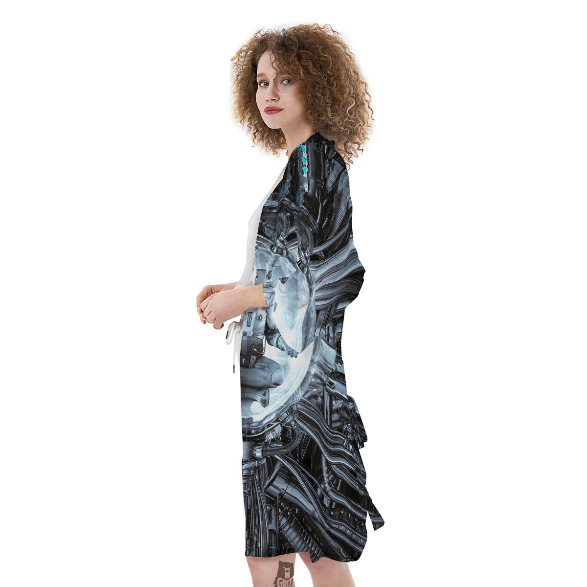 Astronaut In Machine Print Kimono-grizzshop