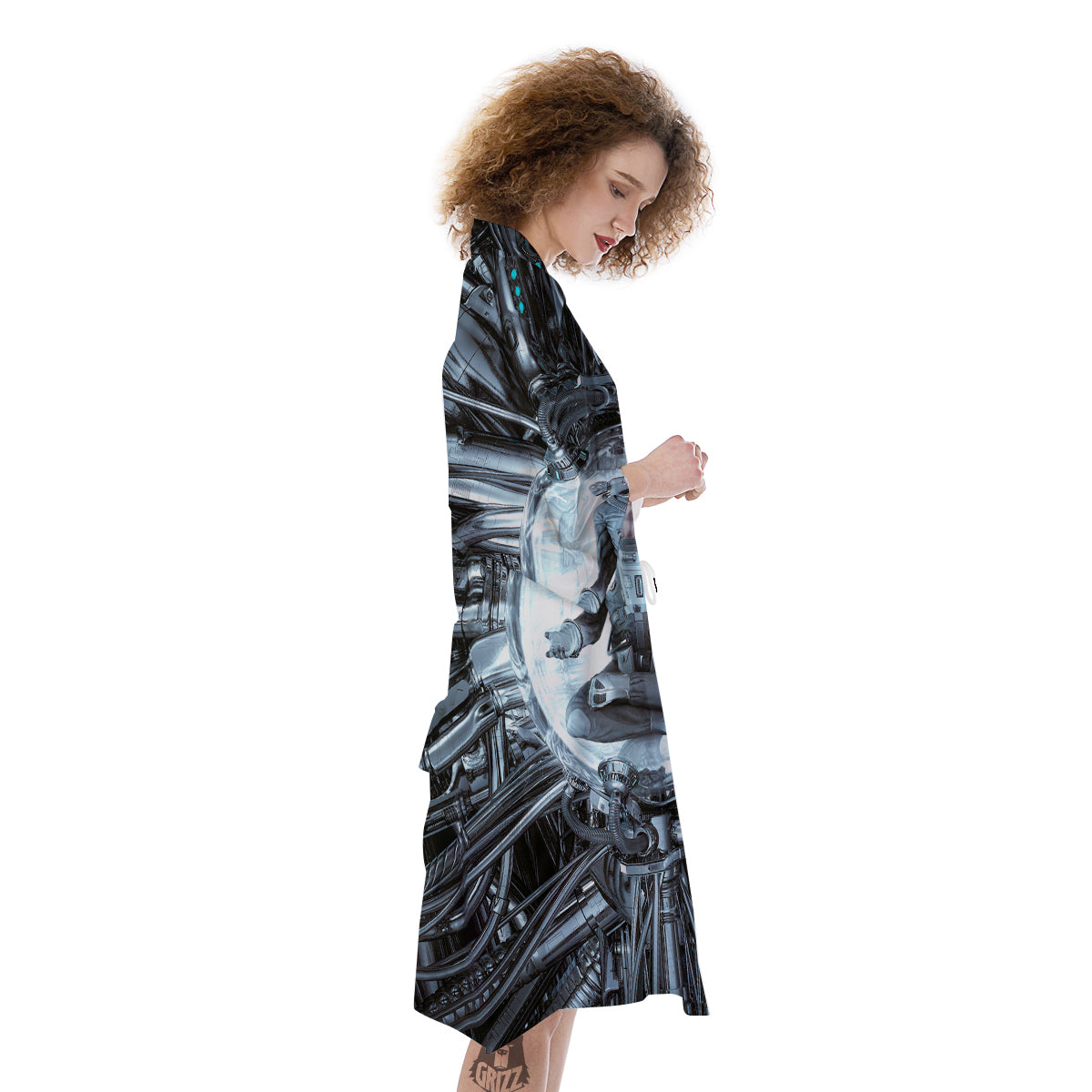 Astronaut In Machine Print Kimono-grizzshop