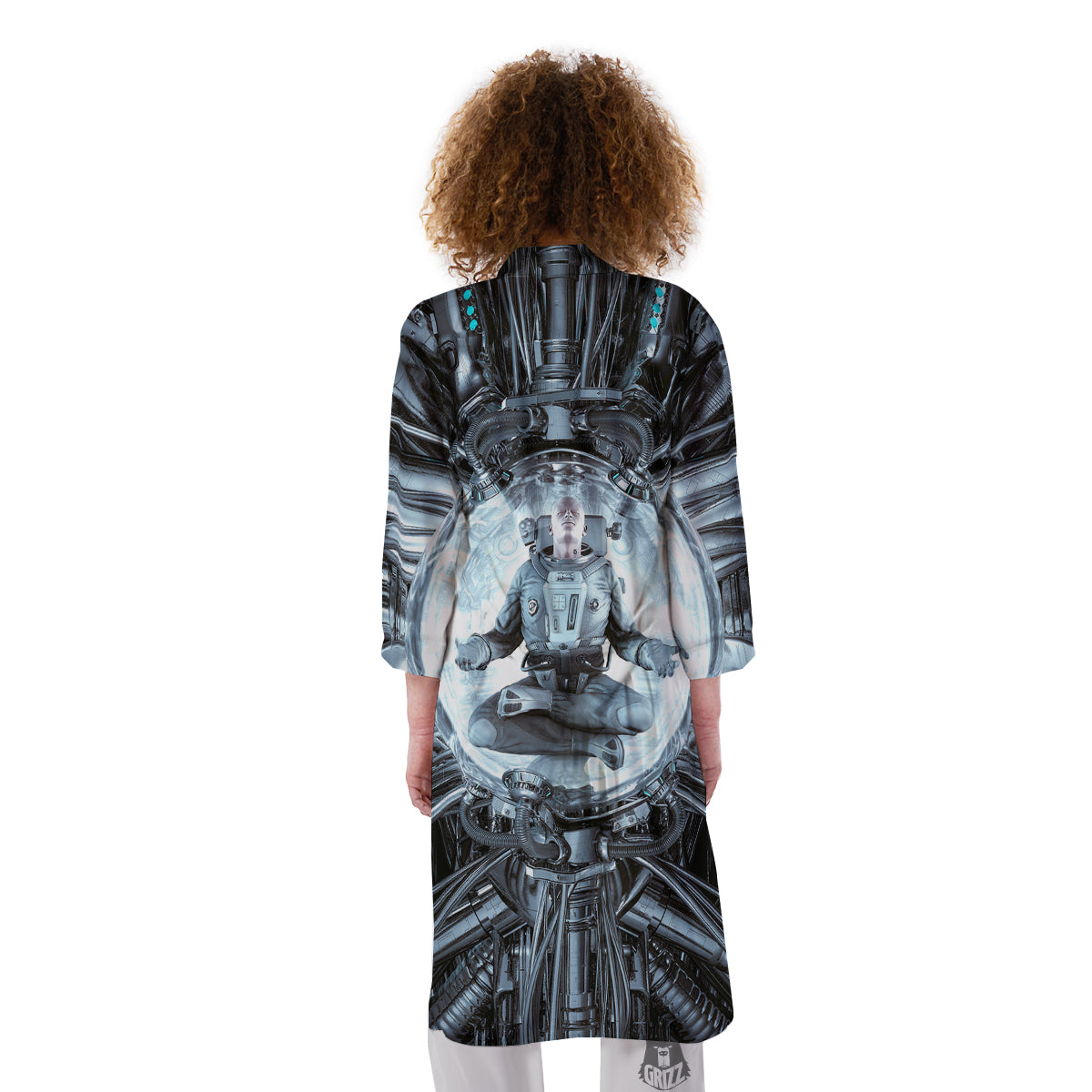 Astronaut In Machine Print Kimono-grizzshop