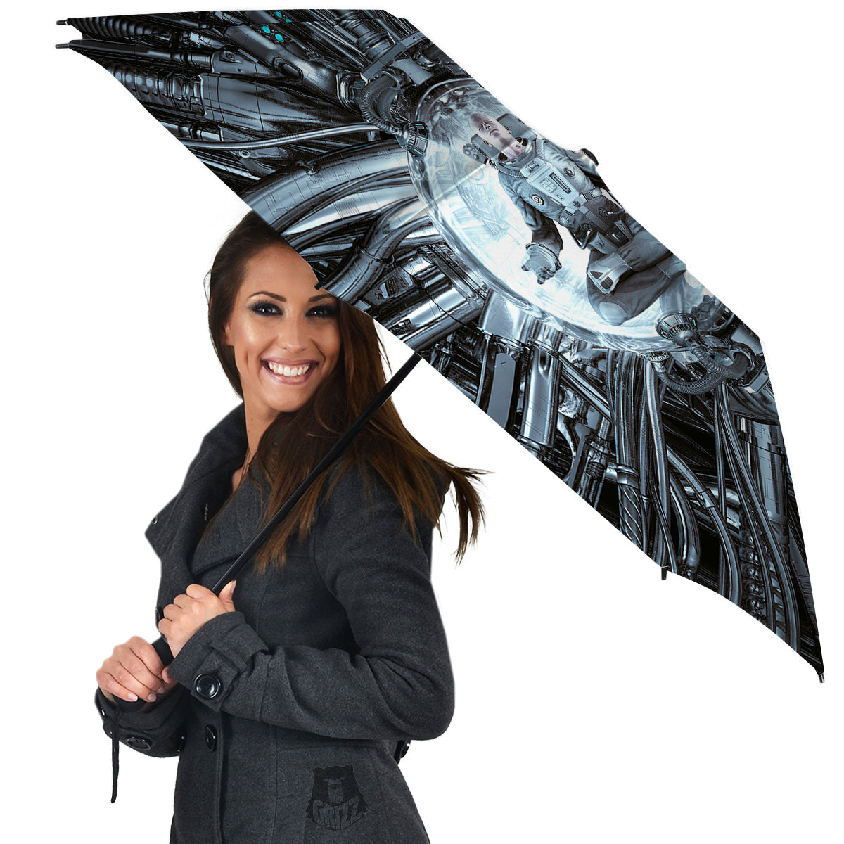 Astronaut In Machine Print Umbrella-grizzshop