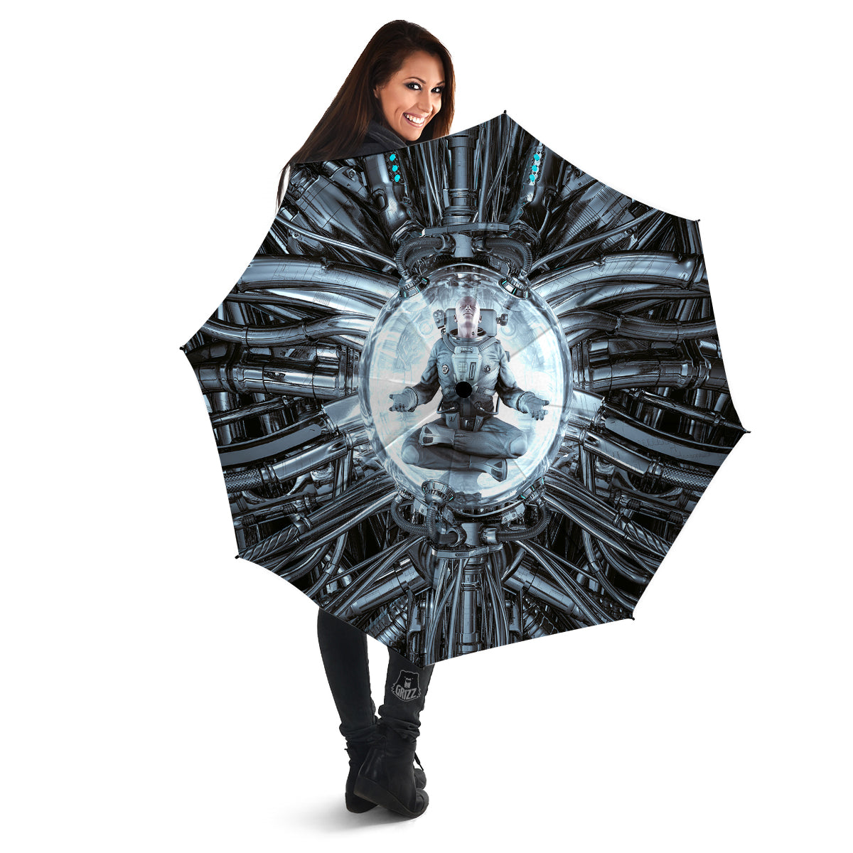 Astronaut In Machine Print Umbrella-grizzshop