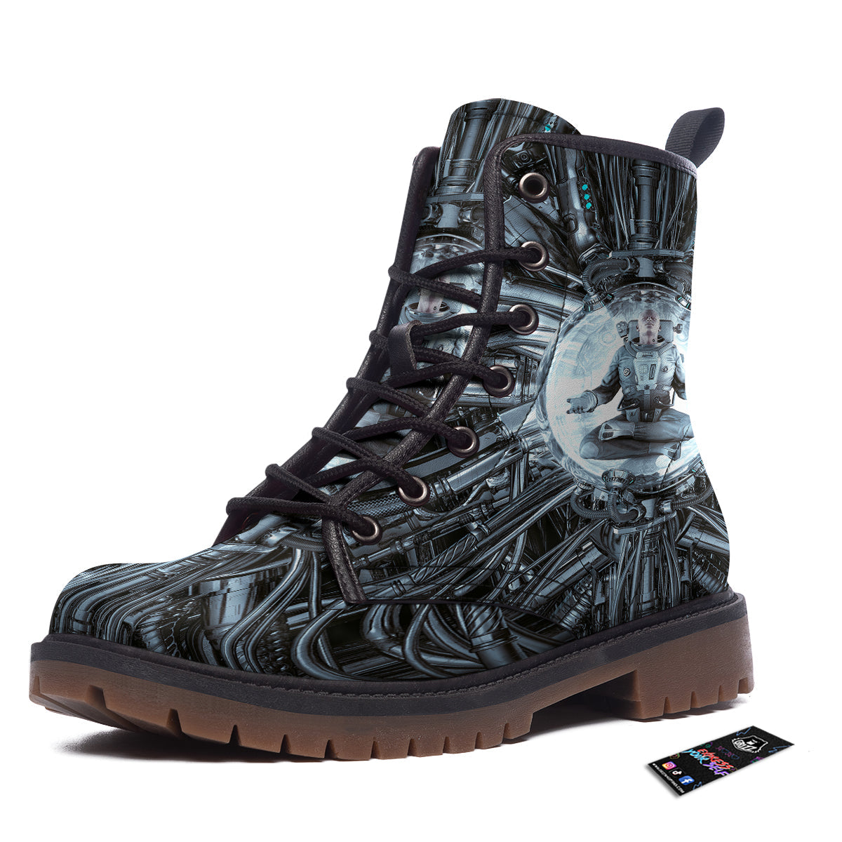Astronaut In Machine Print Work Boots-grizzshop