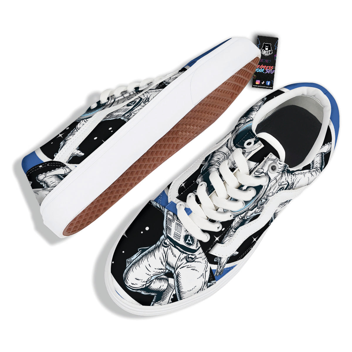 Astronaut In The Space Print Skate Shoes-grizzshop