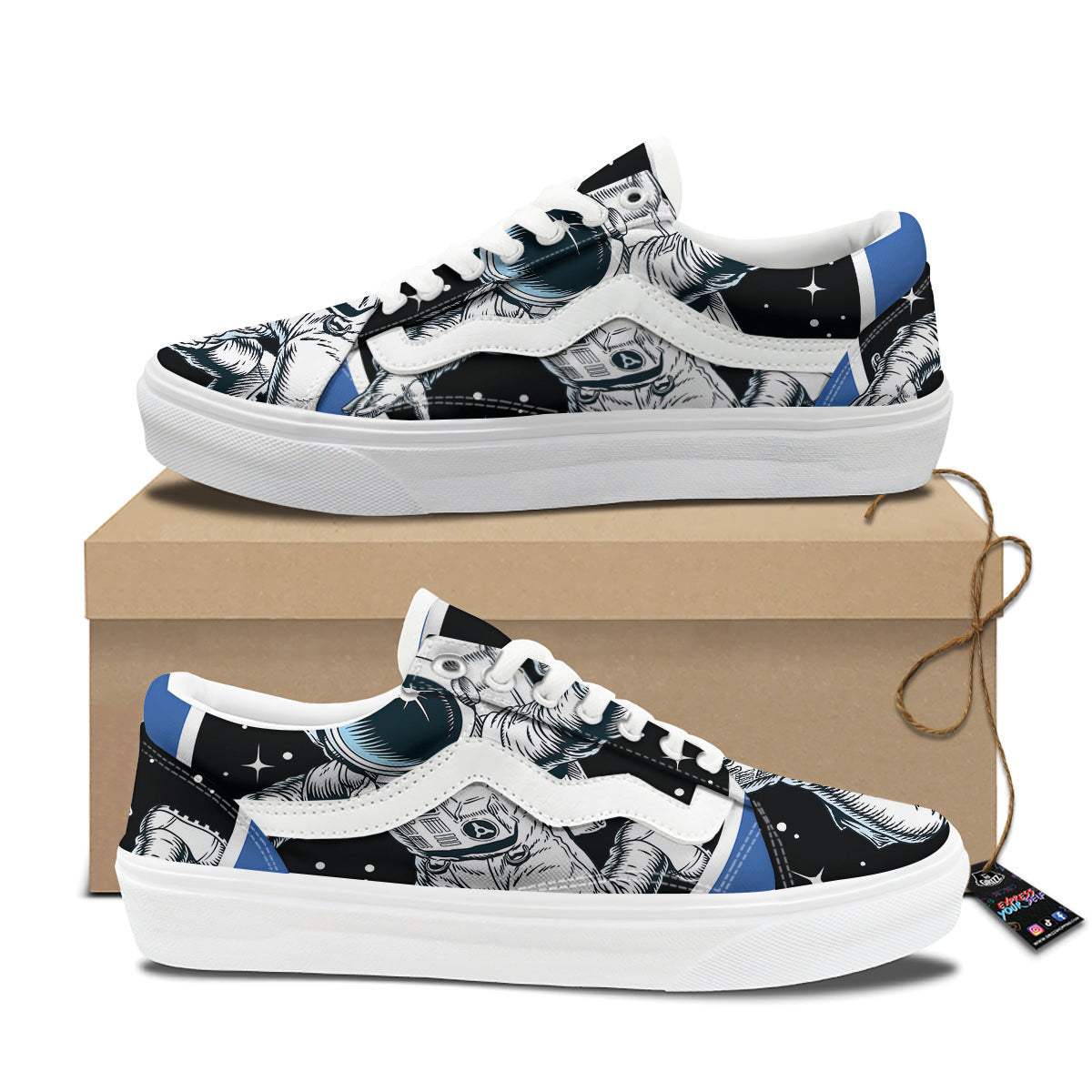 Astronaut In The Space Print Skate Shoes-grizzshop