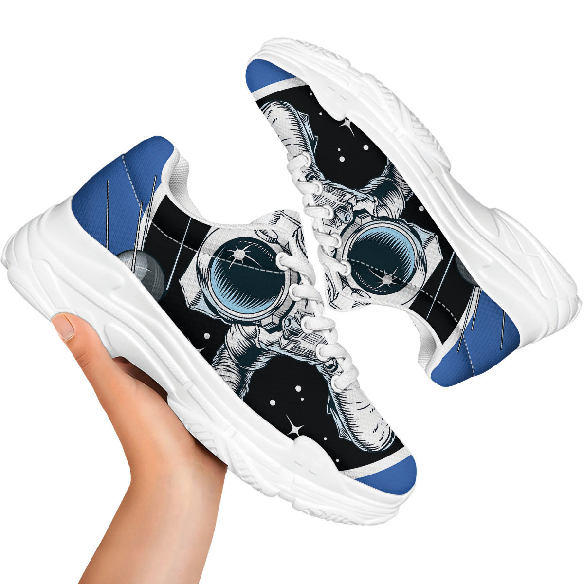 Astronaut In The Space Print White Chunky Shoes-grizzshop