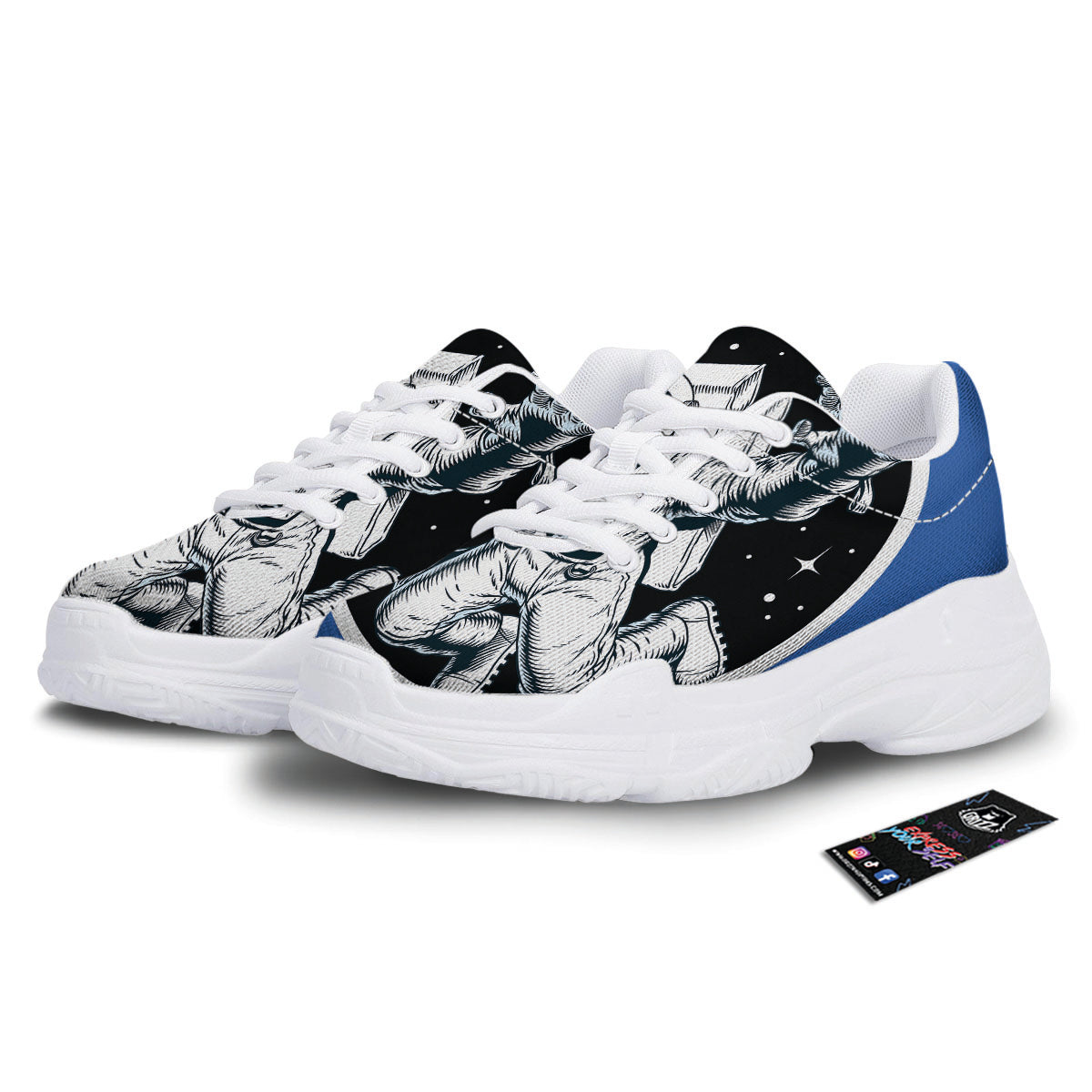 Astronaut In The Space Print White Chunky Shoes-grizzshop