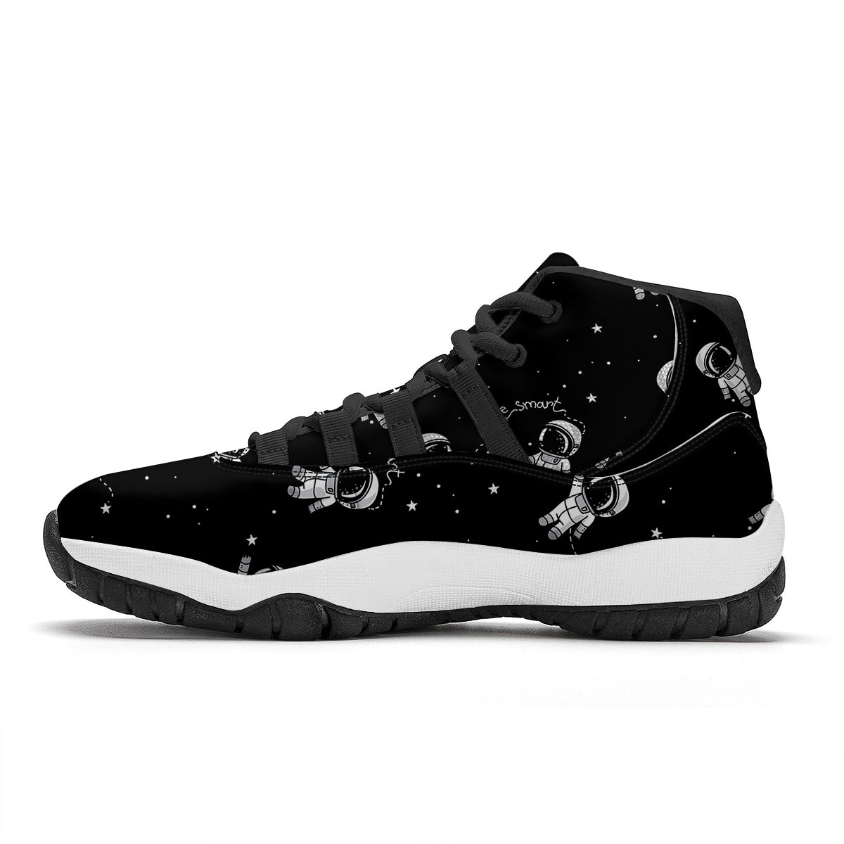 Astronaut Pattern Print Black Bball Shoes-grizzshop