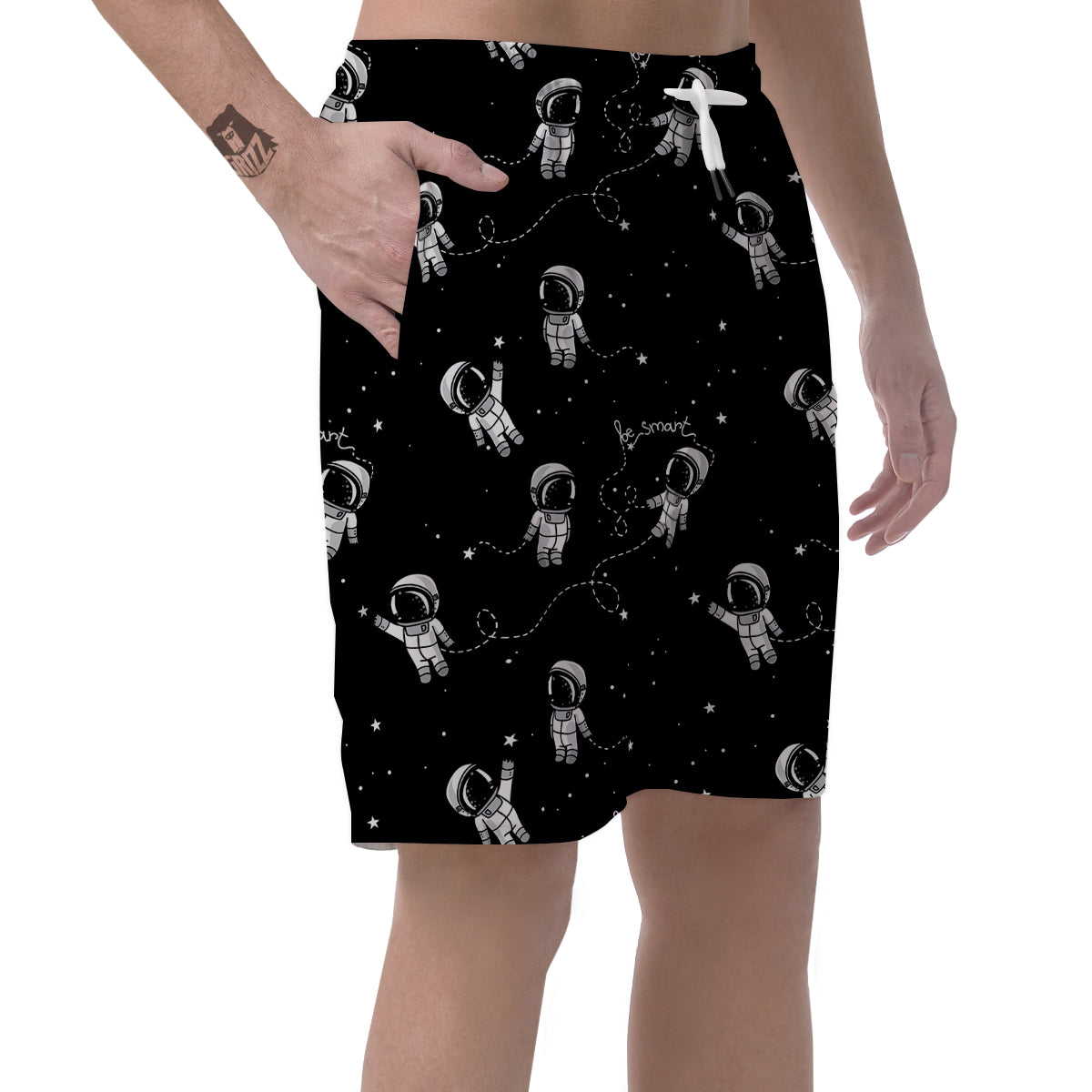 Astronaut Pattern Print Men's Shorts-grizzshop