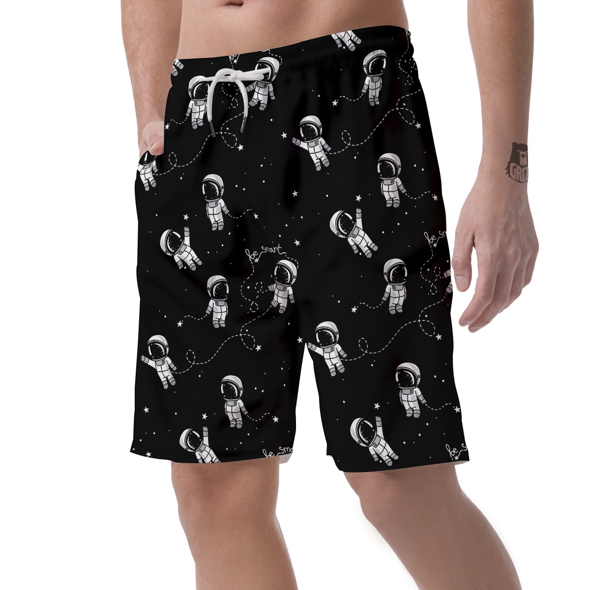 Astronaut Pattern Print Men's Shorts-grizzshop