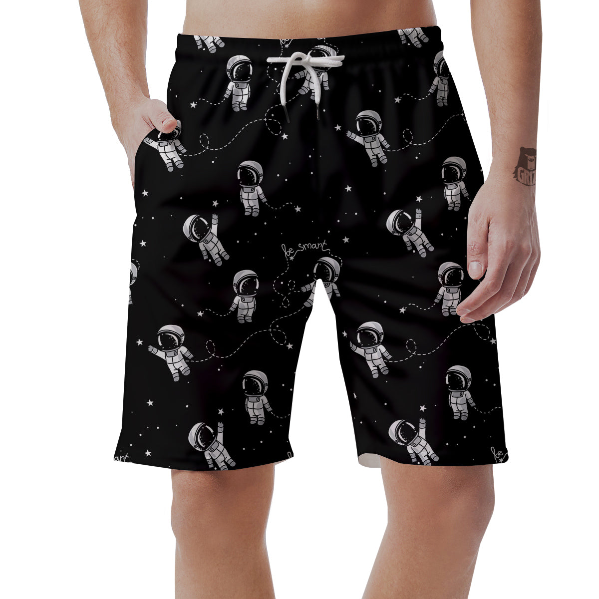 Astronaut Pattern Print Men's Shorts-grizzshop