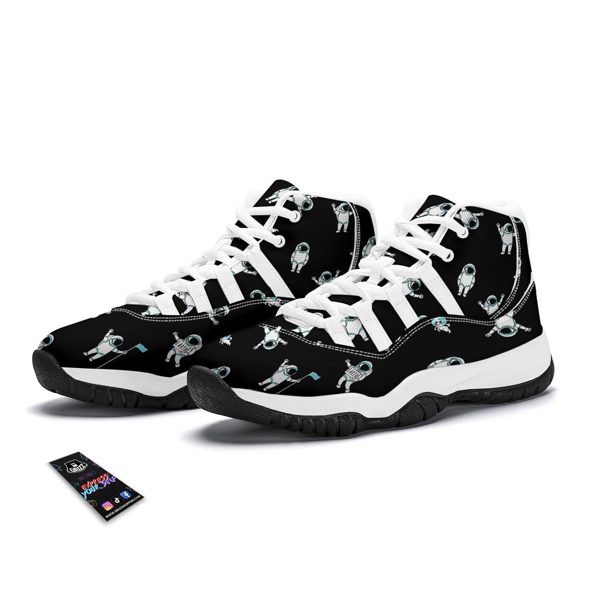 Astronaut Print Pattern White Bball Shoes-grizzshop