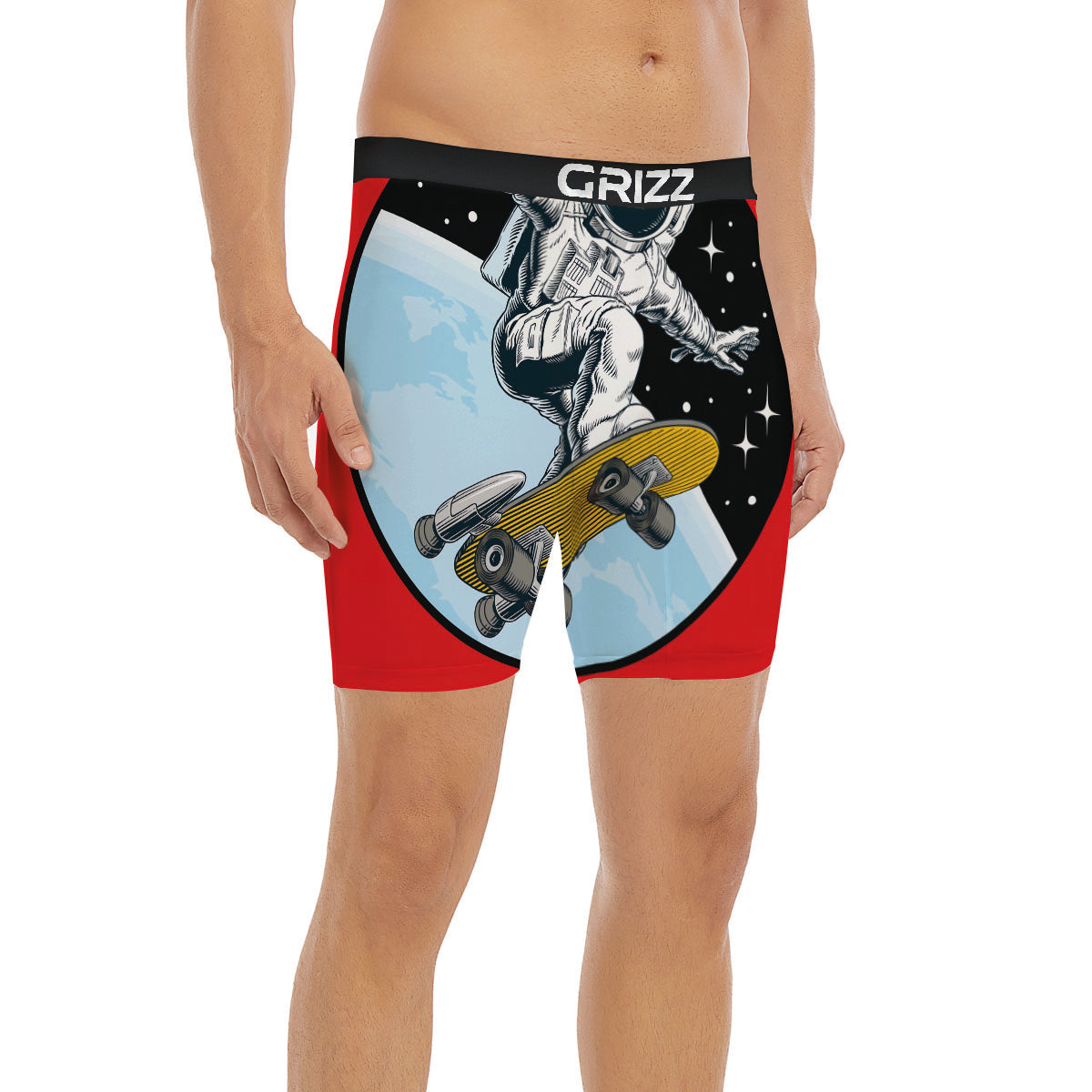 Astronaut Skateboard Print Boxer Briefs-grizzshop