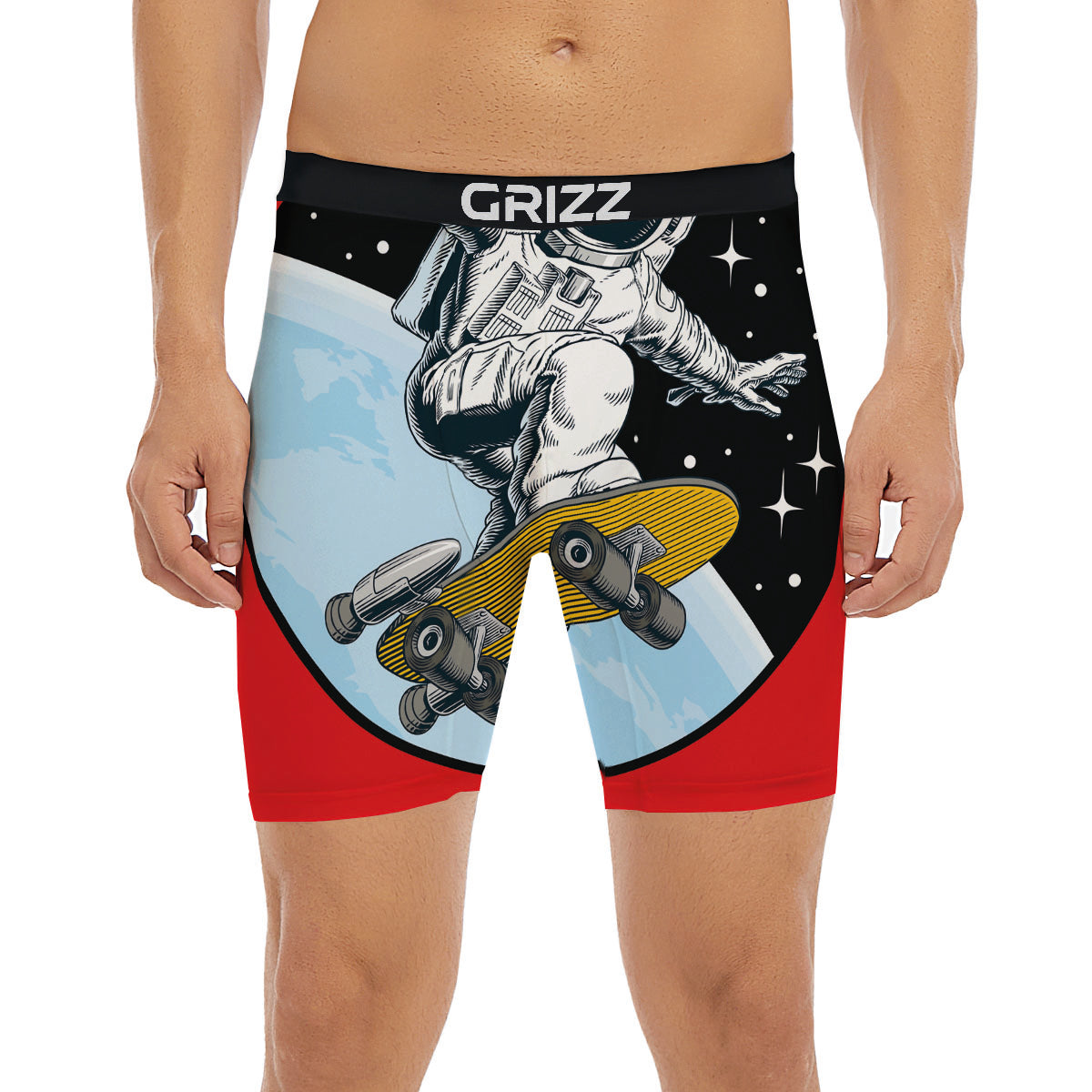 Astronaut Skateboard Print Boxer Briefs-grizzshop