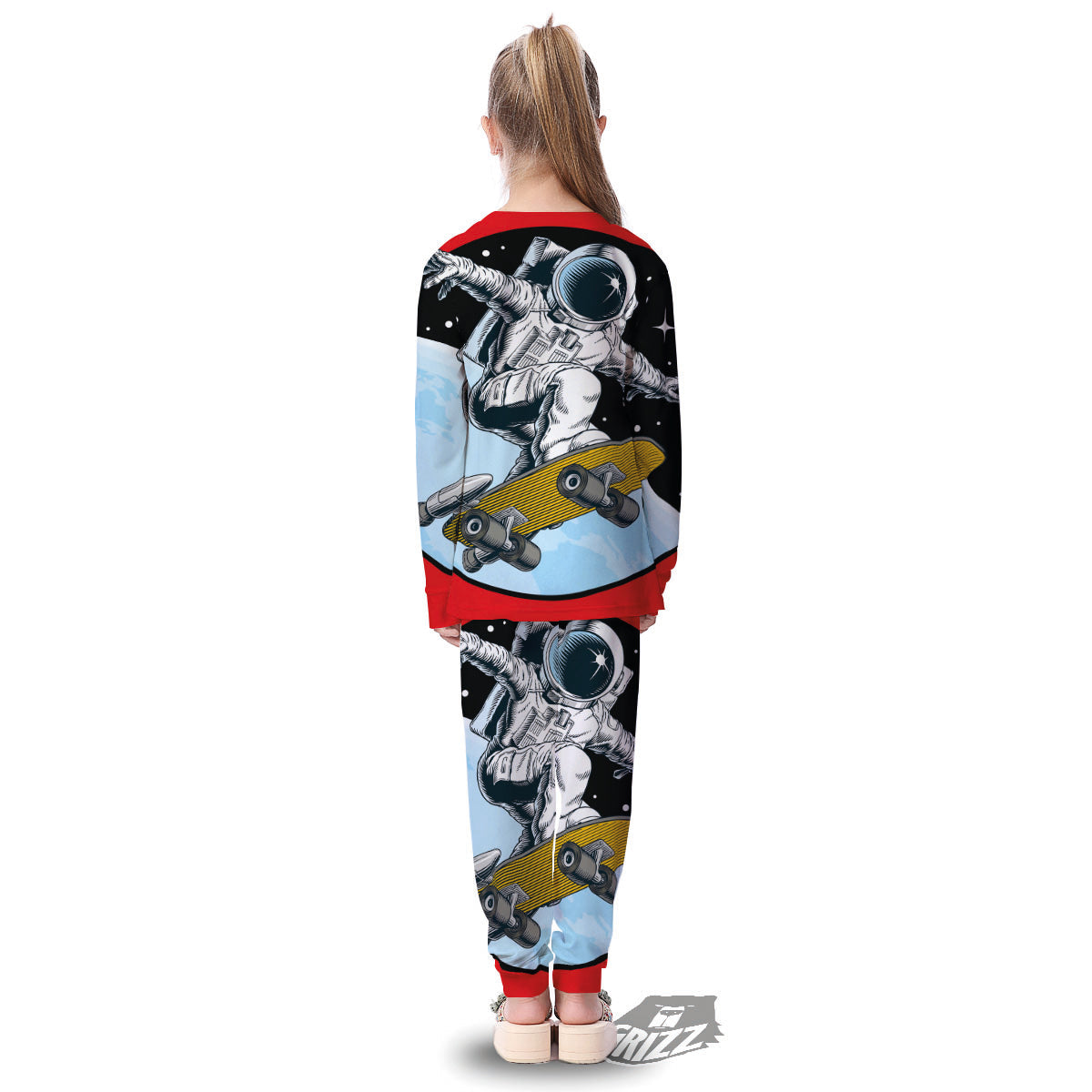 Astronaut Skateboard Print Kid's Pajamas-grizzshop