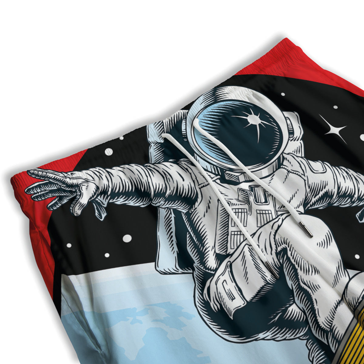 Astronaut Skateboard Print Men's Athletic Shorts