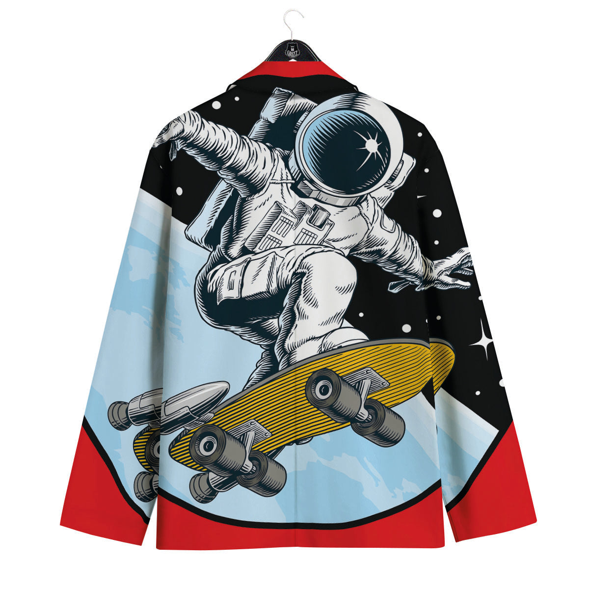 Astronaut Skateboard Print Men's Sport Coat-grizzshop