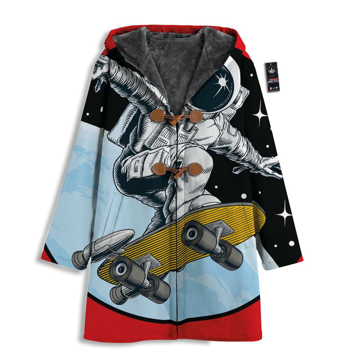 Astronaut Skateboard Print Men's Windbreaker Jacket-grizzshop