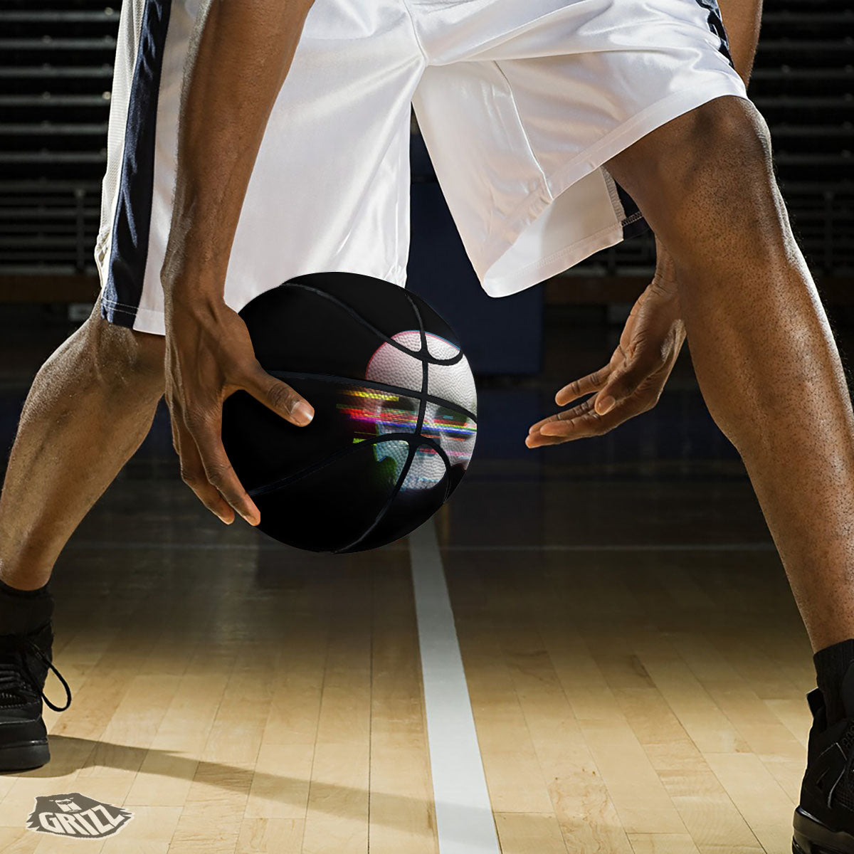 Astronaut Skull Digital Glitch Print Basketball-grizzshop