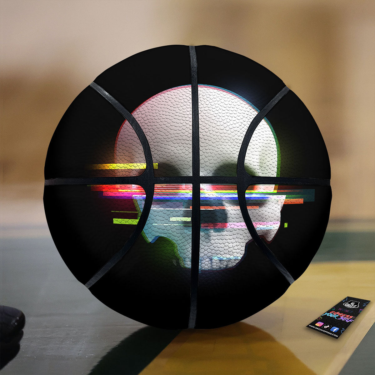 Astronaut Skull Digital Glitch Print Basketball-grizzshop