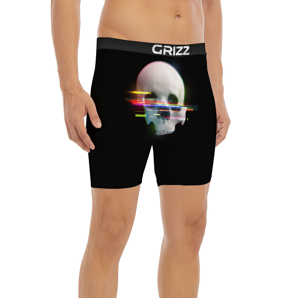 Astronaut Skull Digital Glitch Print Boxer Briefs-grizzshop