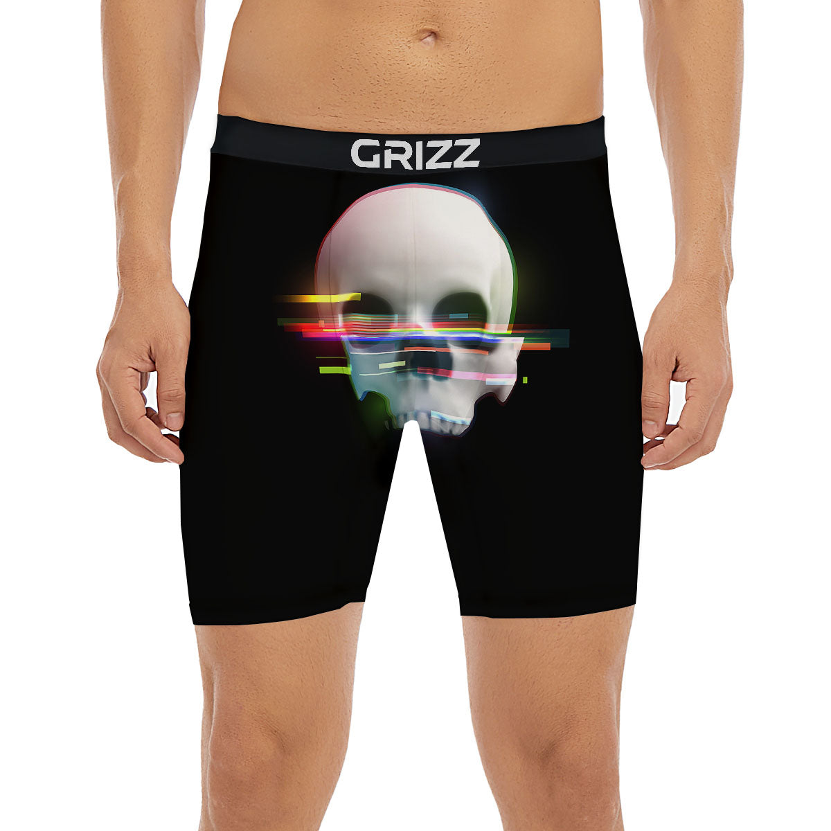 Astronaut Skull Digital Glitch Print Boxer Briefs-grizzshop