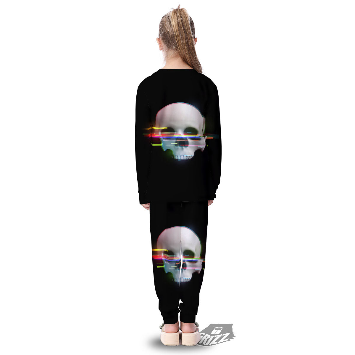 Astronaut Skull Digital Glitch Print Kid's Pajamas-grizzshop